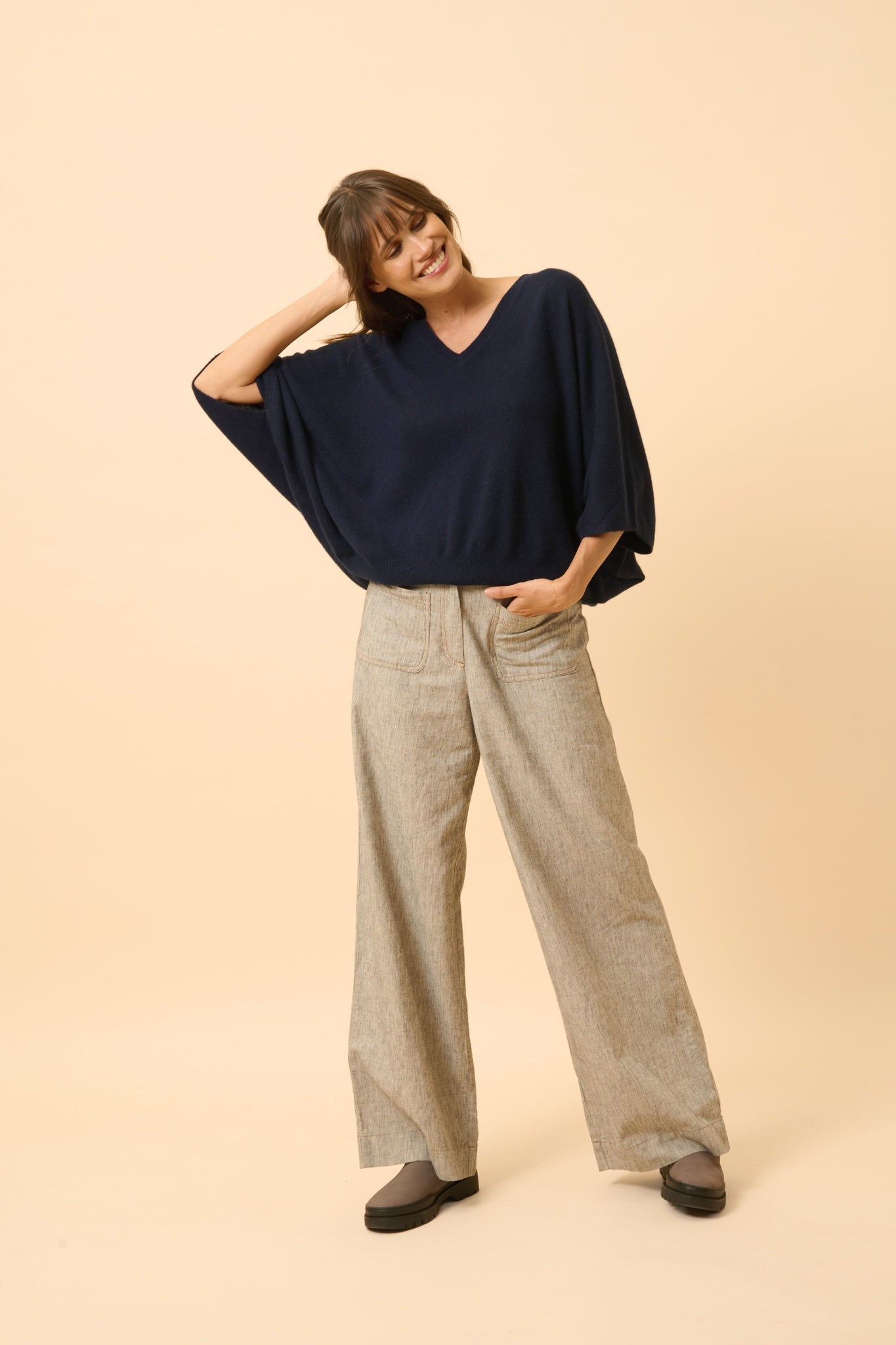 POLO pull col v navy