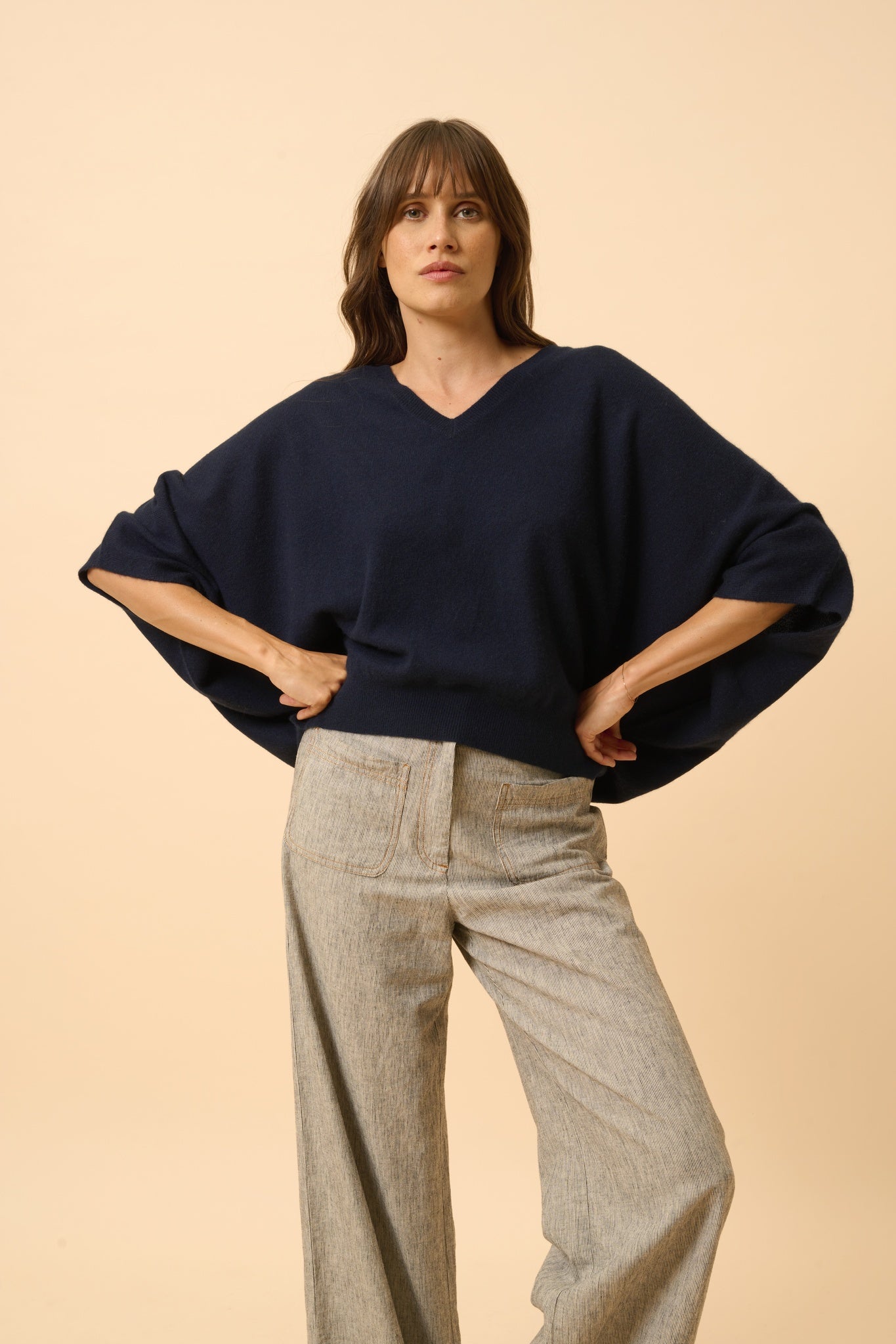 POLO pull col v navy