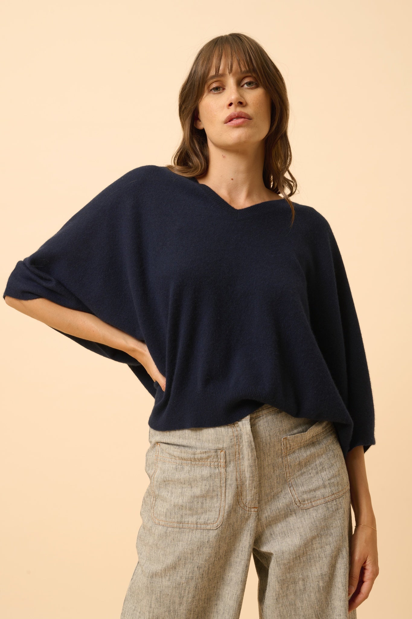 POLO pull col v navy