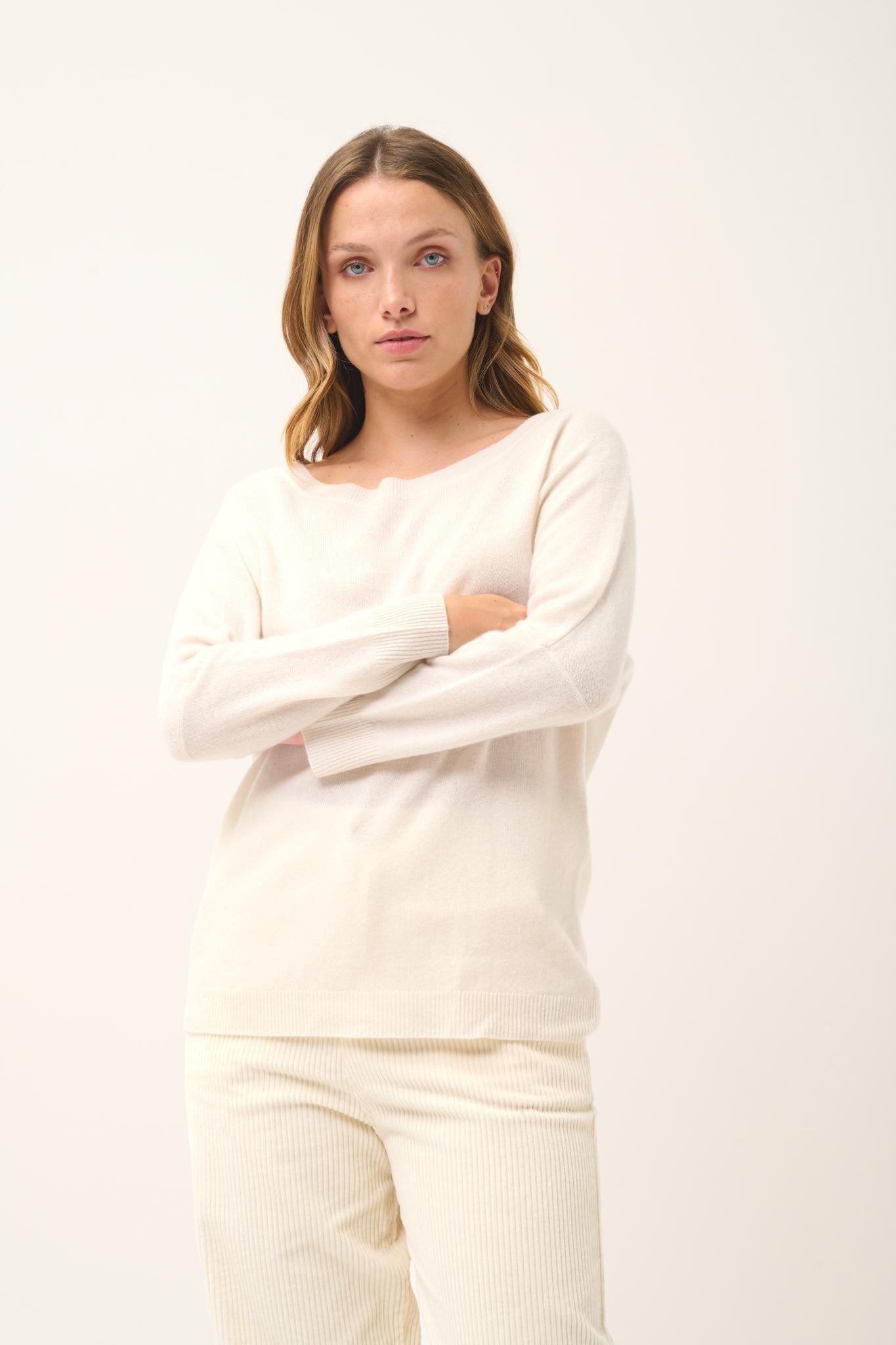 REBECCA round-neck sweater ivory