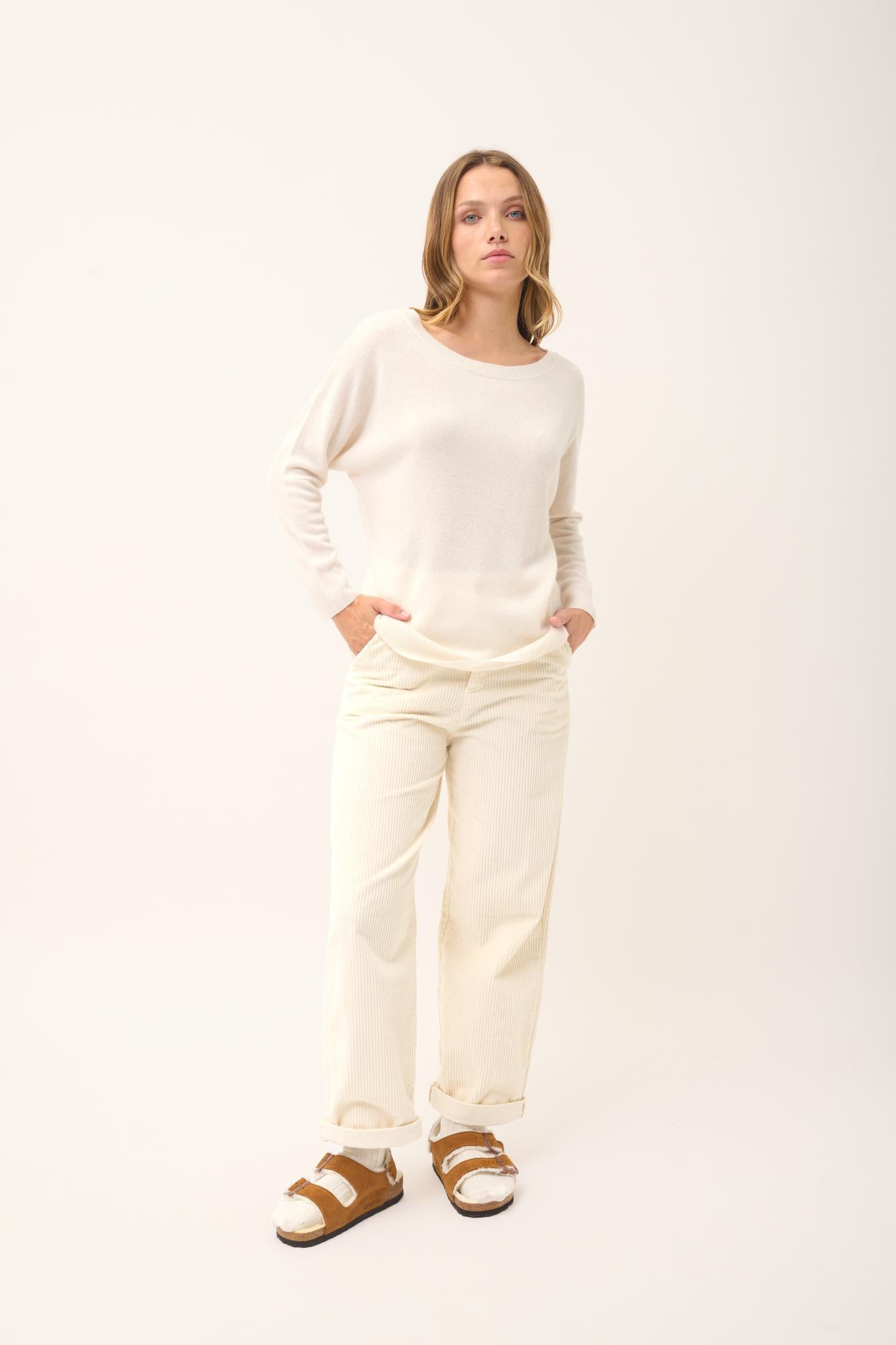REBECCA round-neck sweater ivory