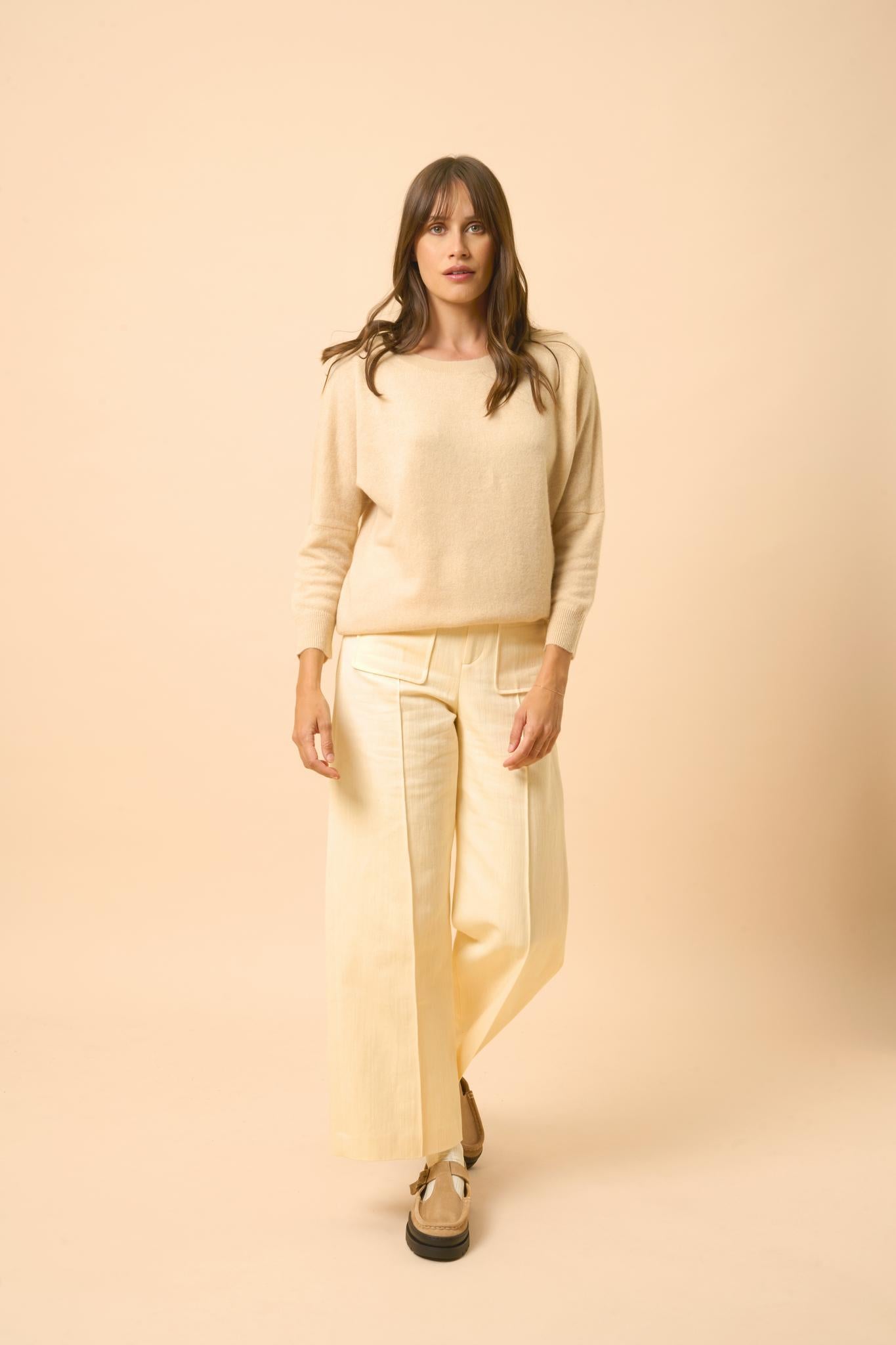 REBECCA round-neck sweater sand