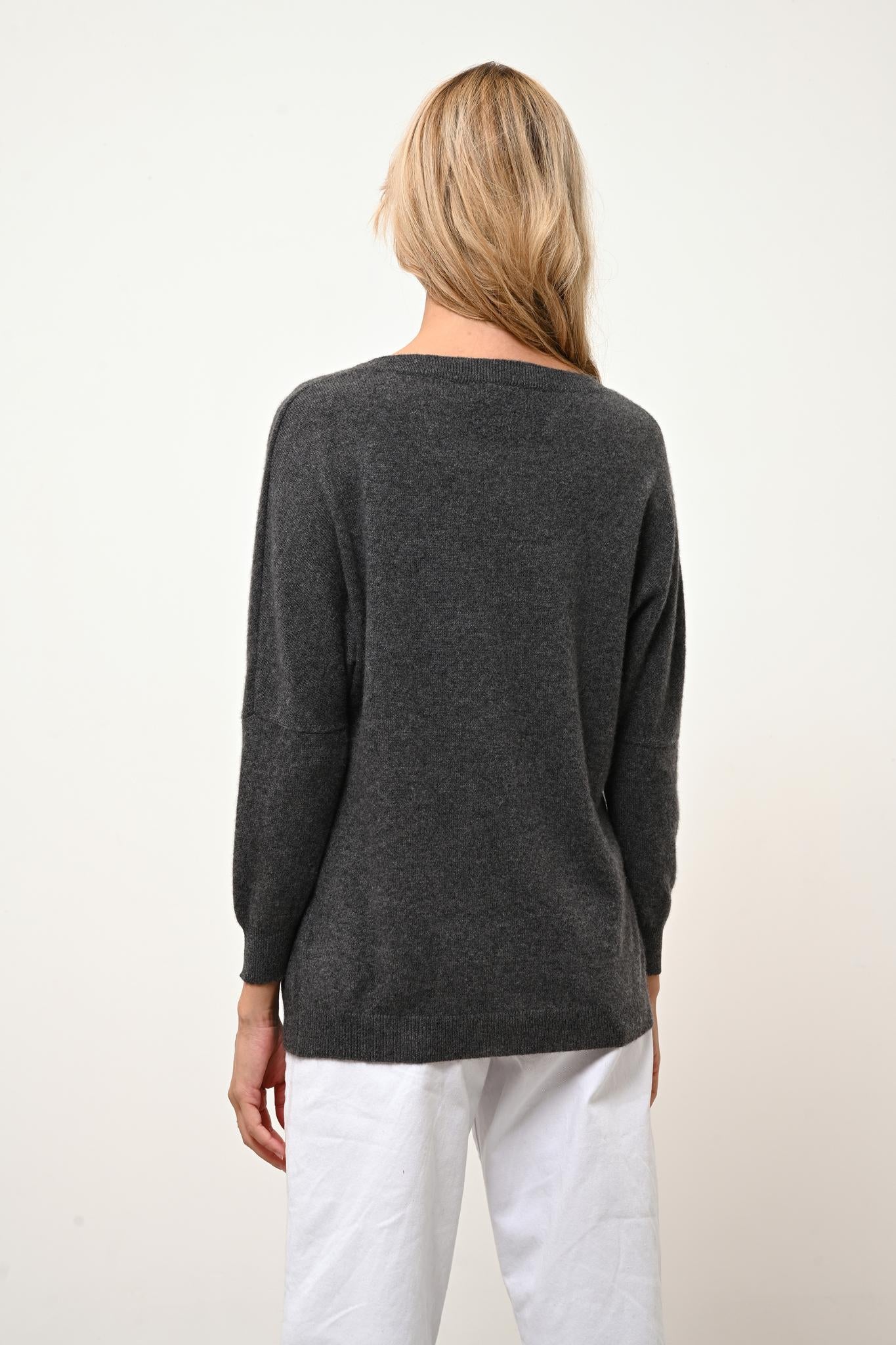REBECCA pull col rond anthracite chiné