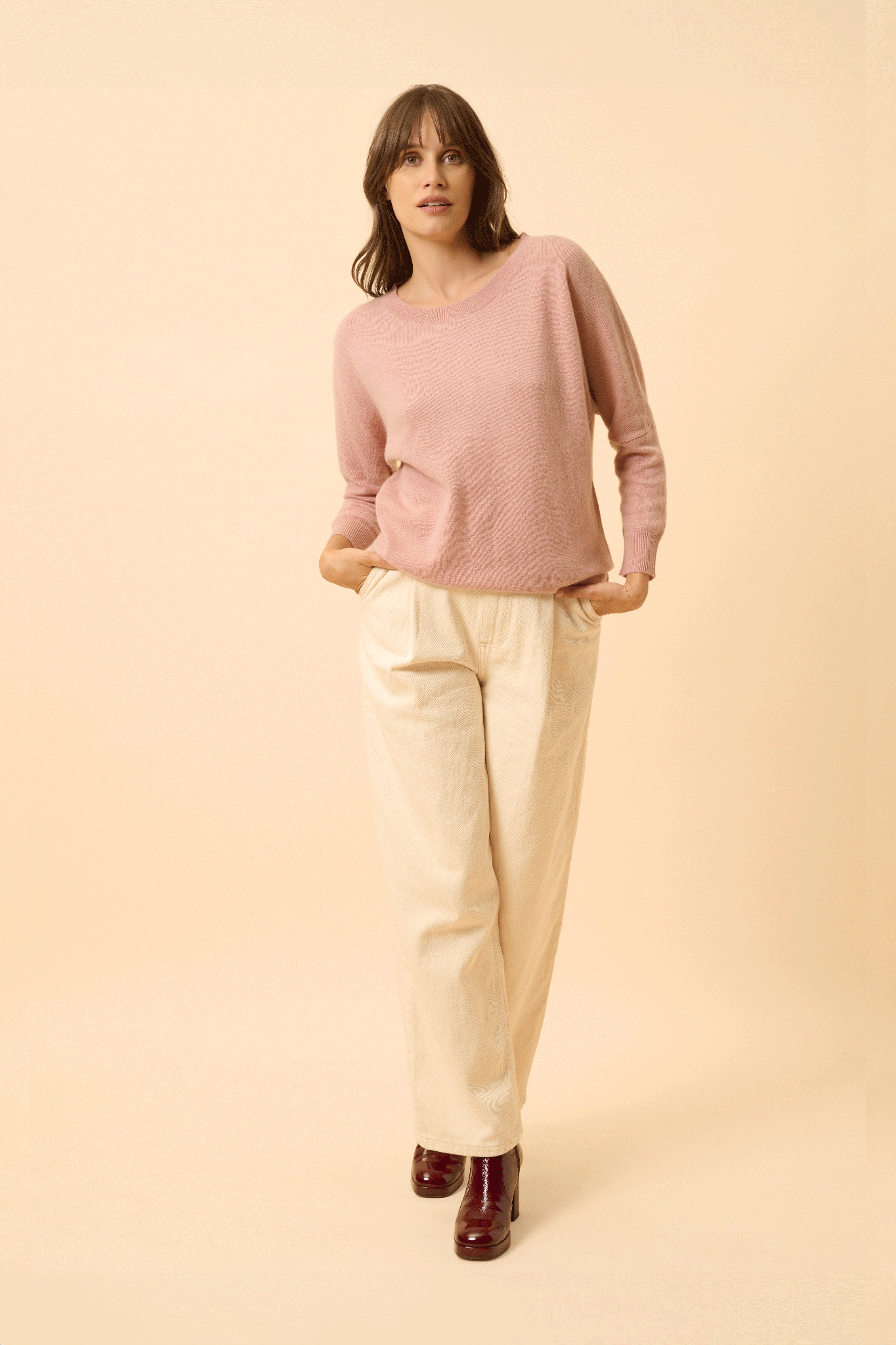 REBECCA pull col rond bois de rose