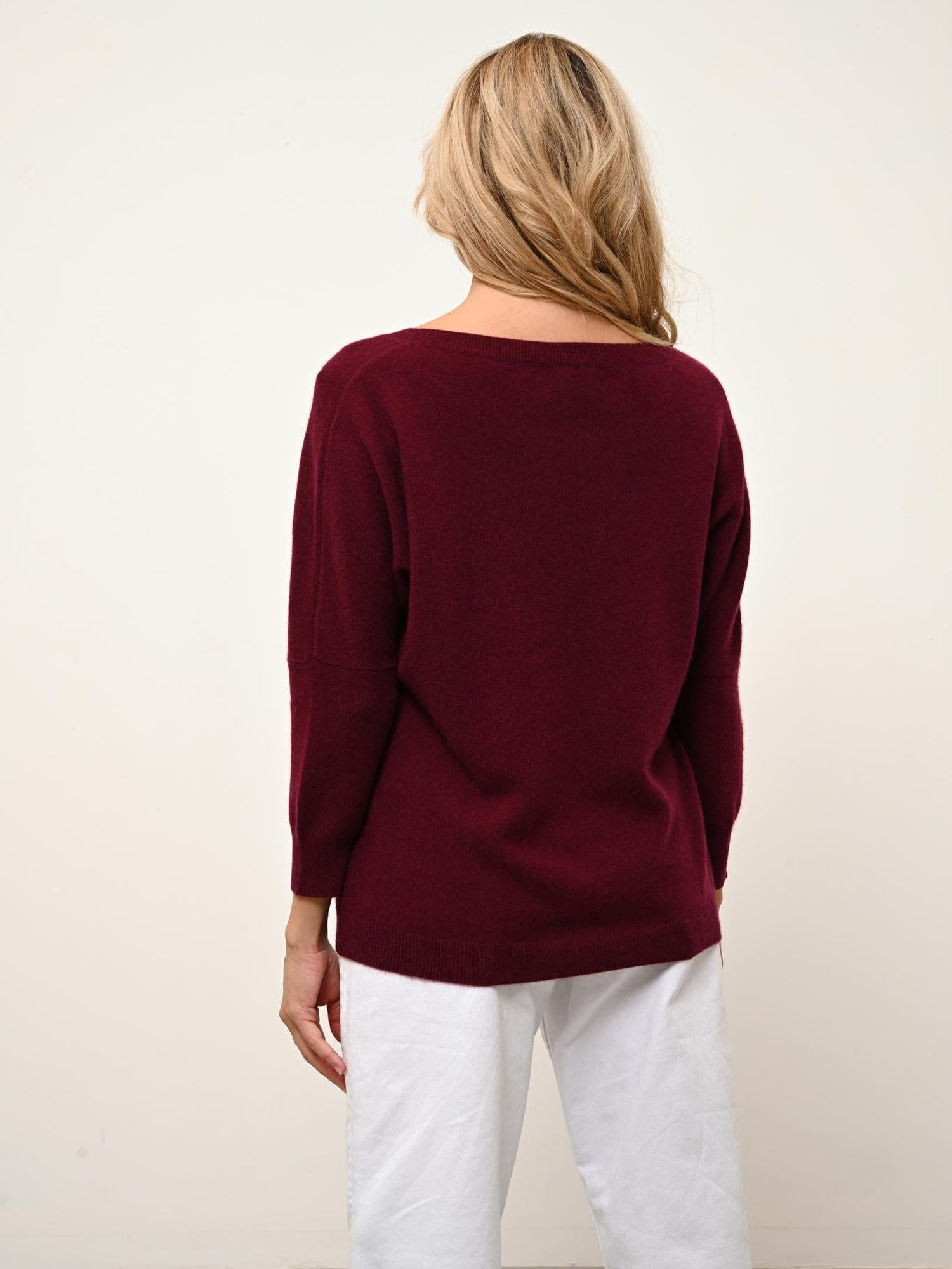 REBECCA burgundy round-neck sweater