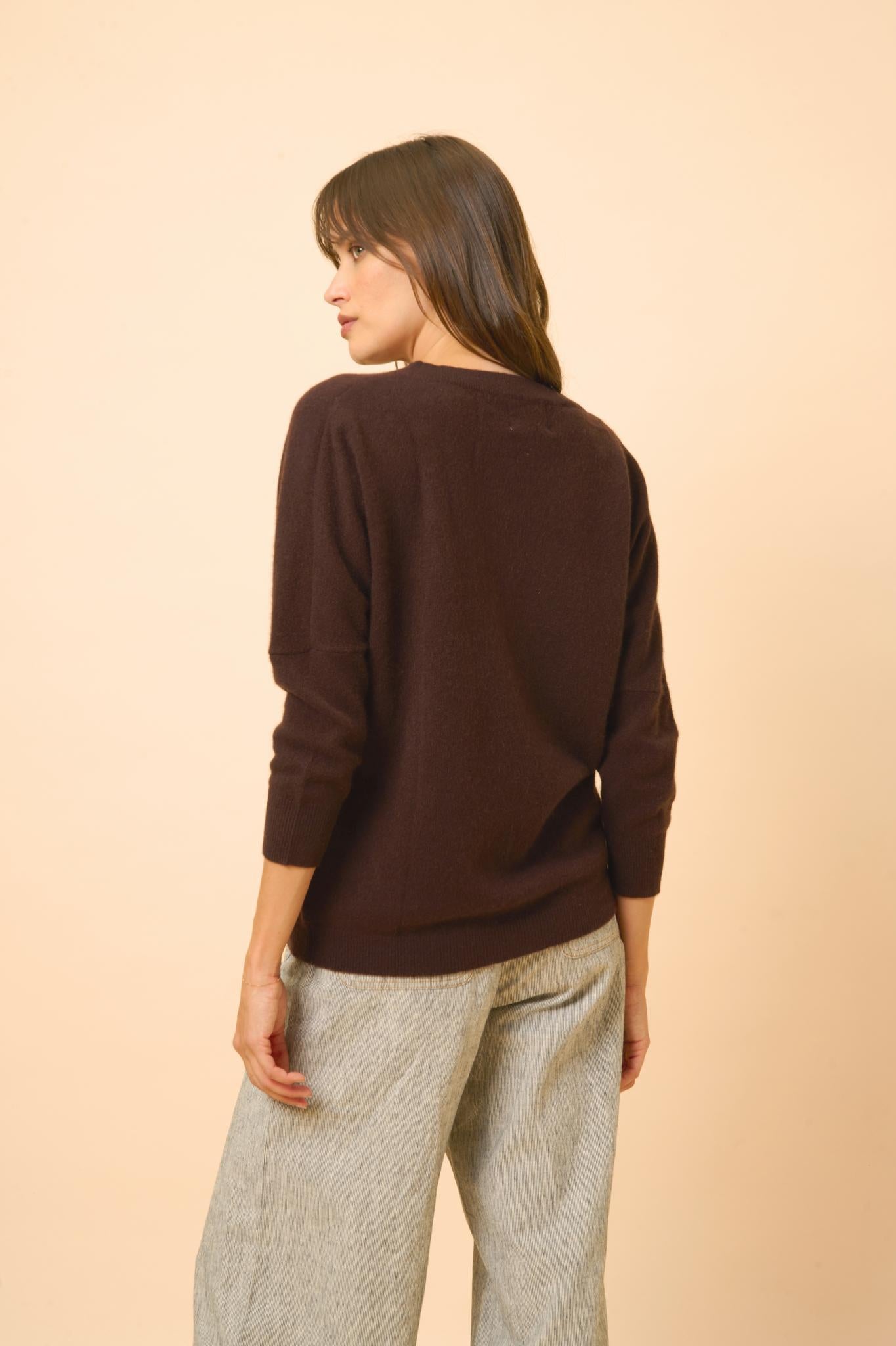 REBECCA round-neck sweater choco