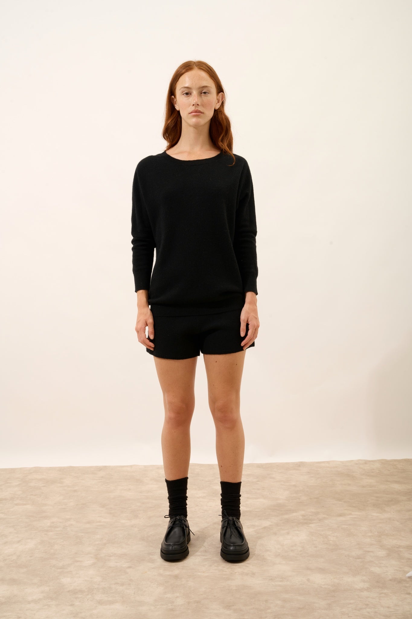 REBECCA black round-neck sweater