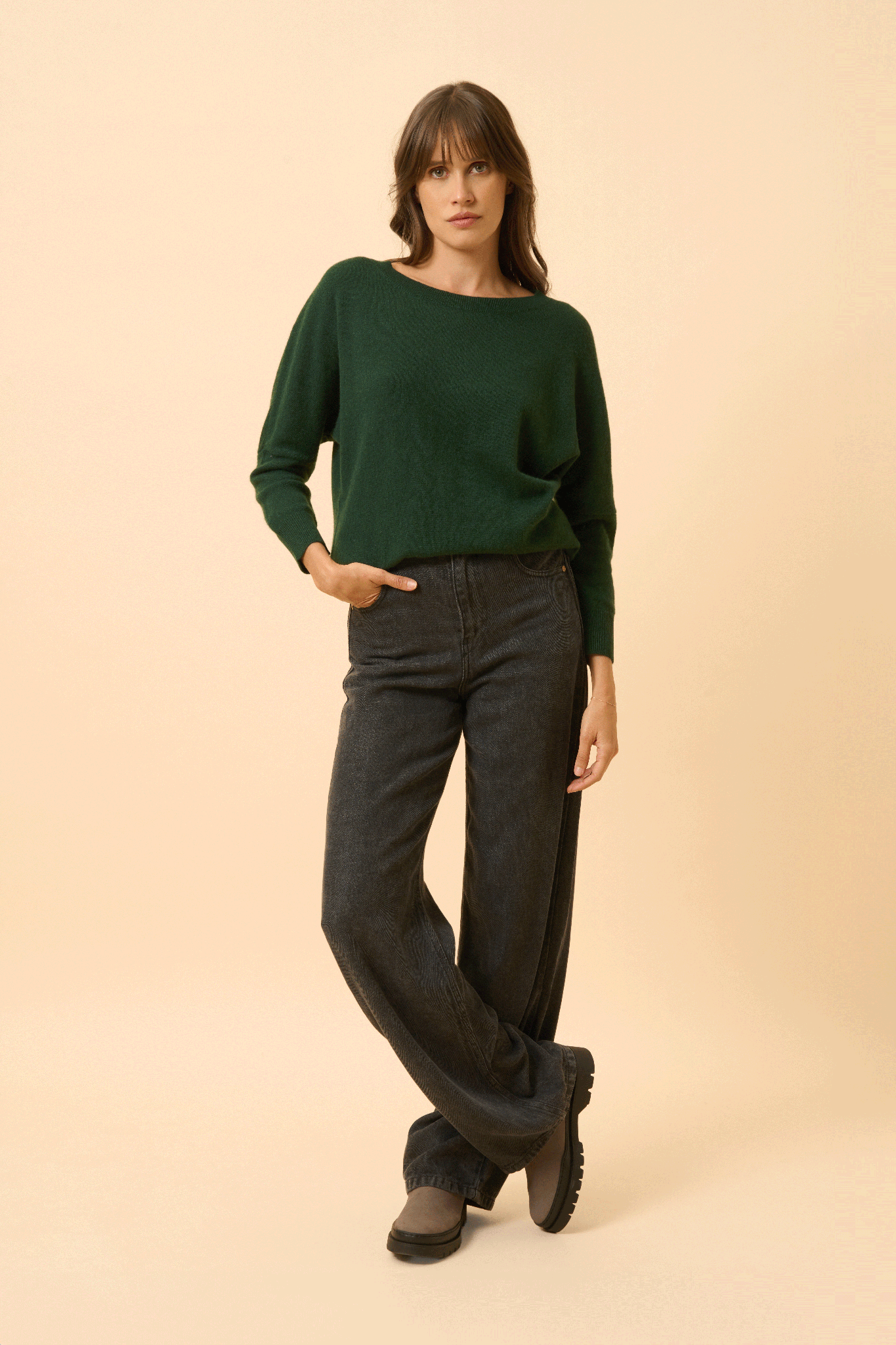 REBECCA round-neck sweater cypress