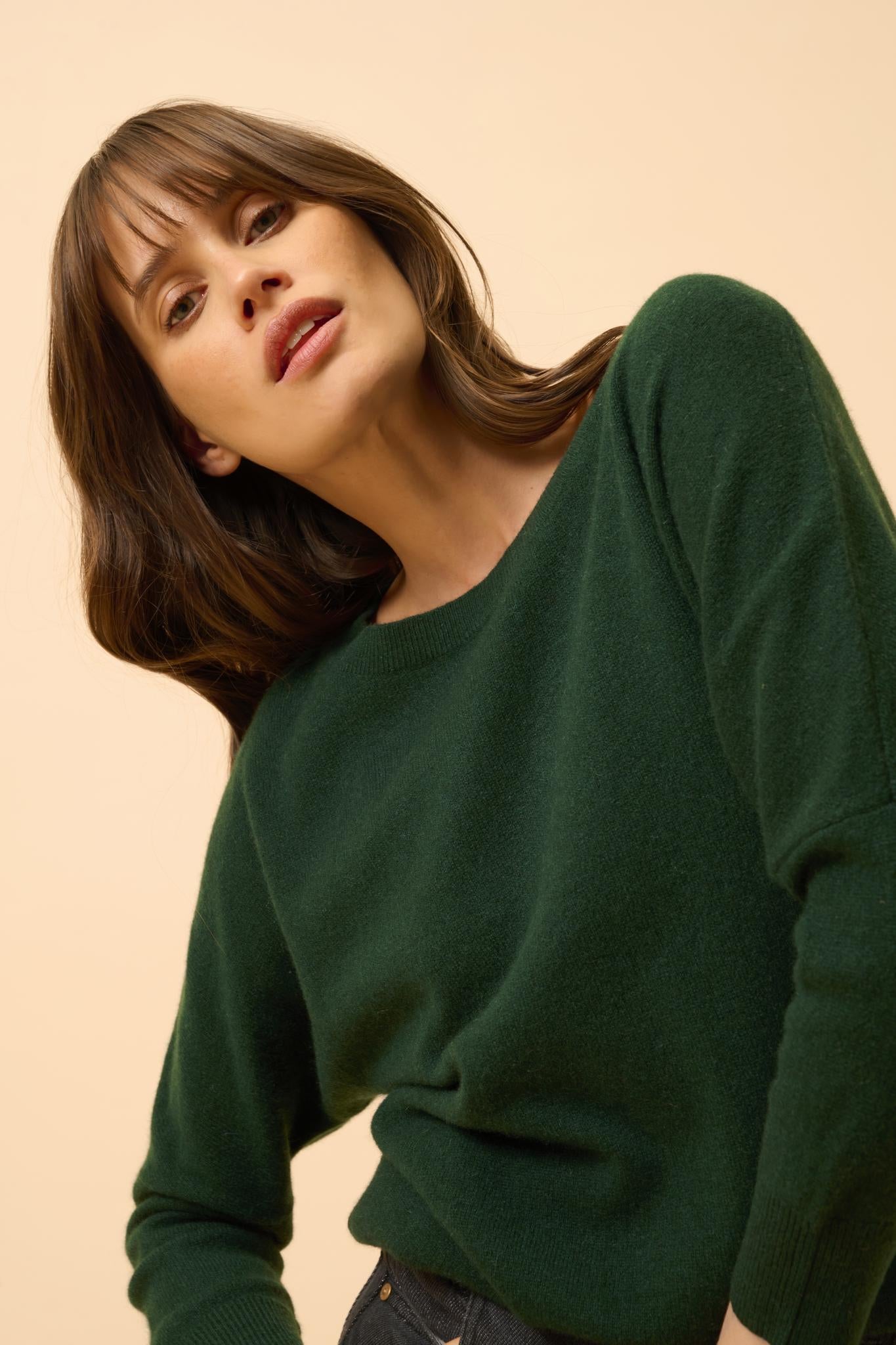 REBECCA round-neck sweater cypress