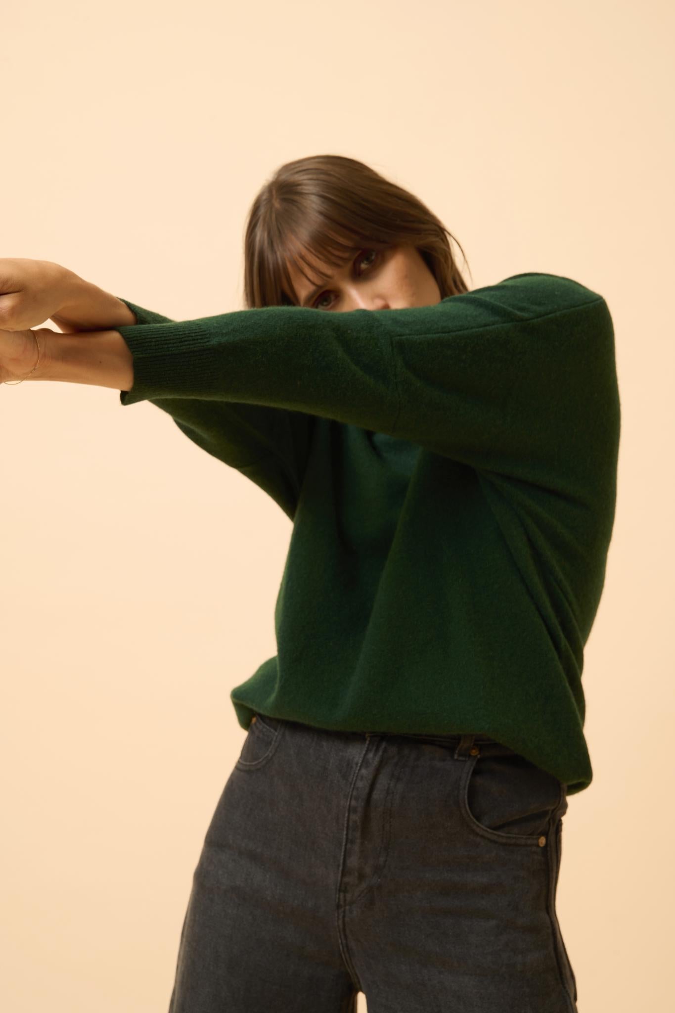 REBECCA round-neck sweater cypress