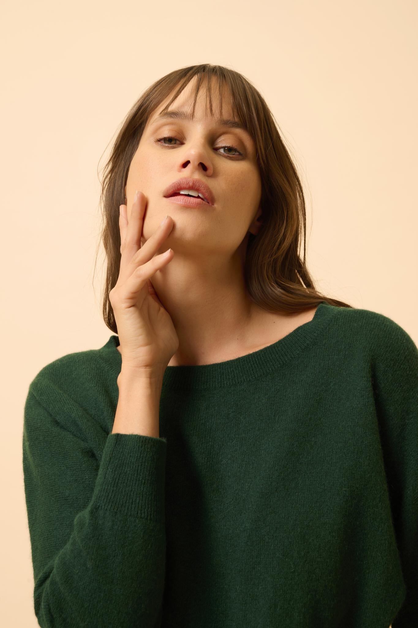 REBECCA round-neck sweater cypress