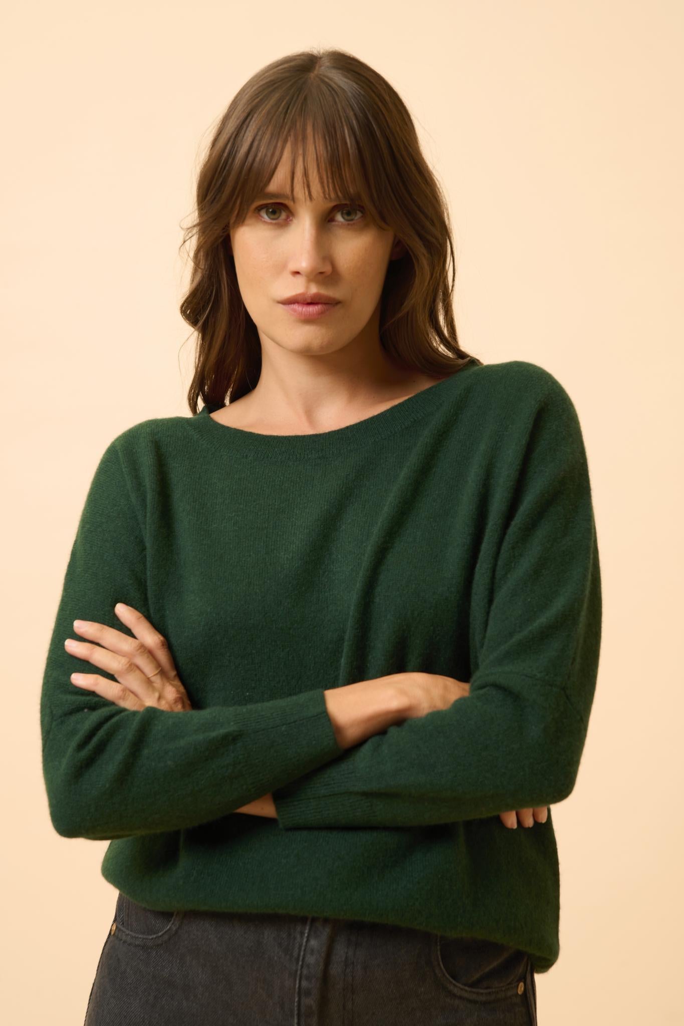 REBECCA round-neck sweater cypress