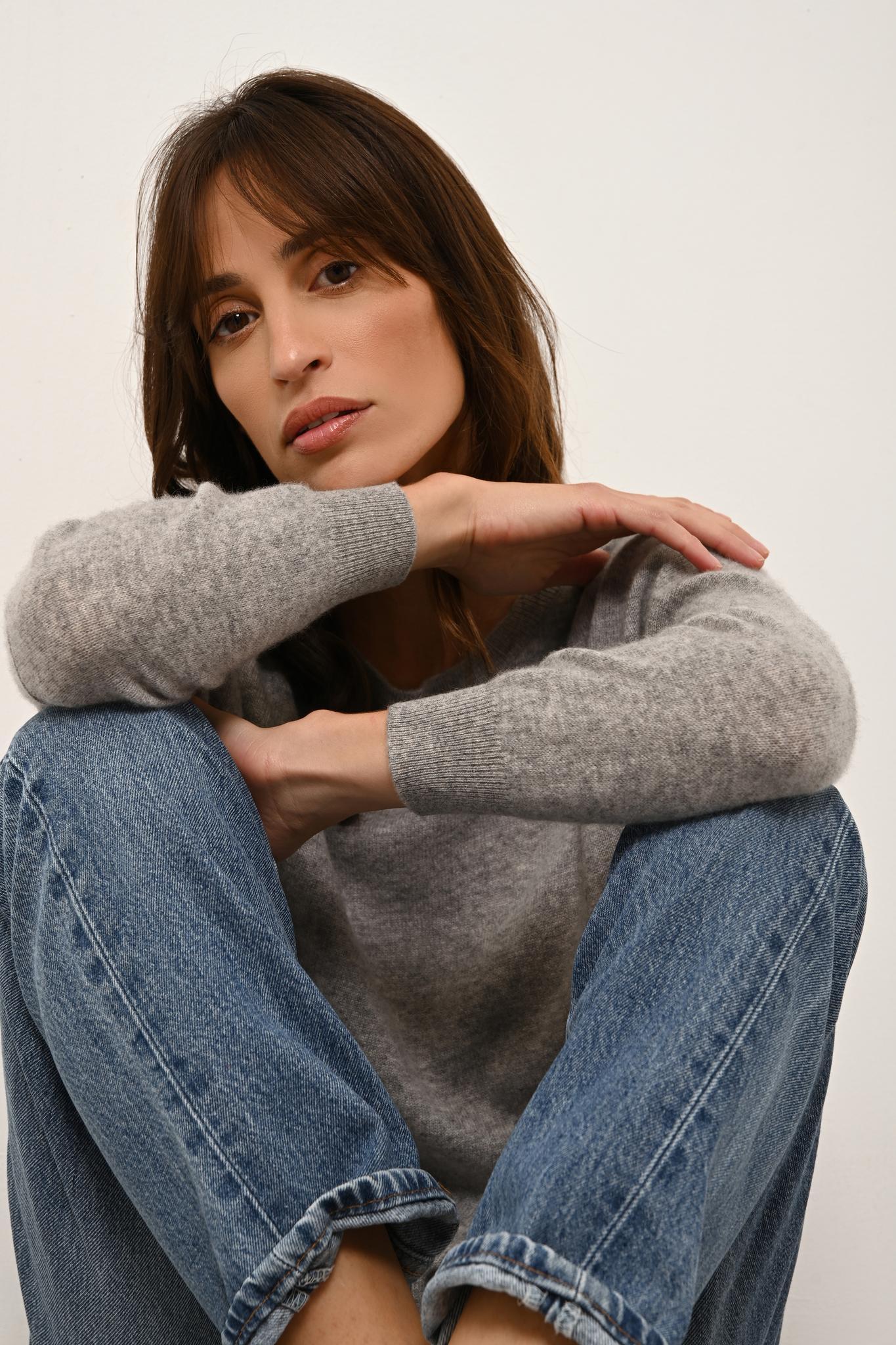 REBECCA nuage chiné round-neck sweater
