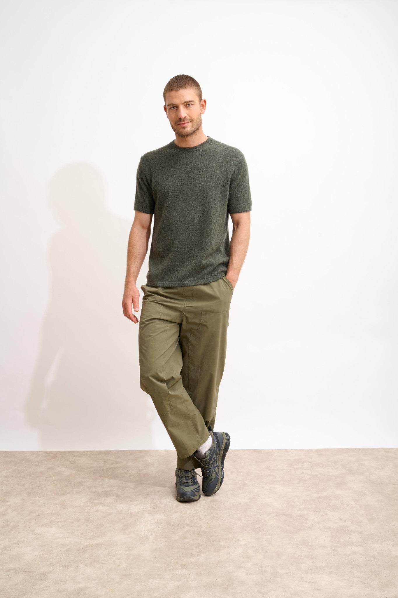 rebeka t-shirt col rond kaki chiné