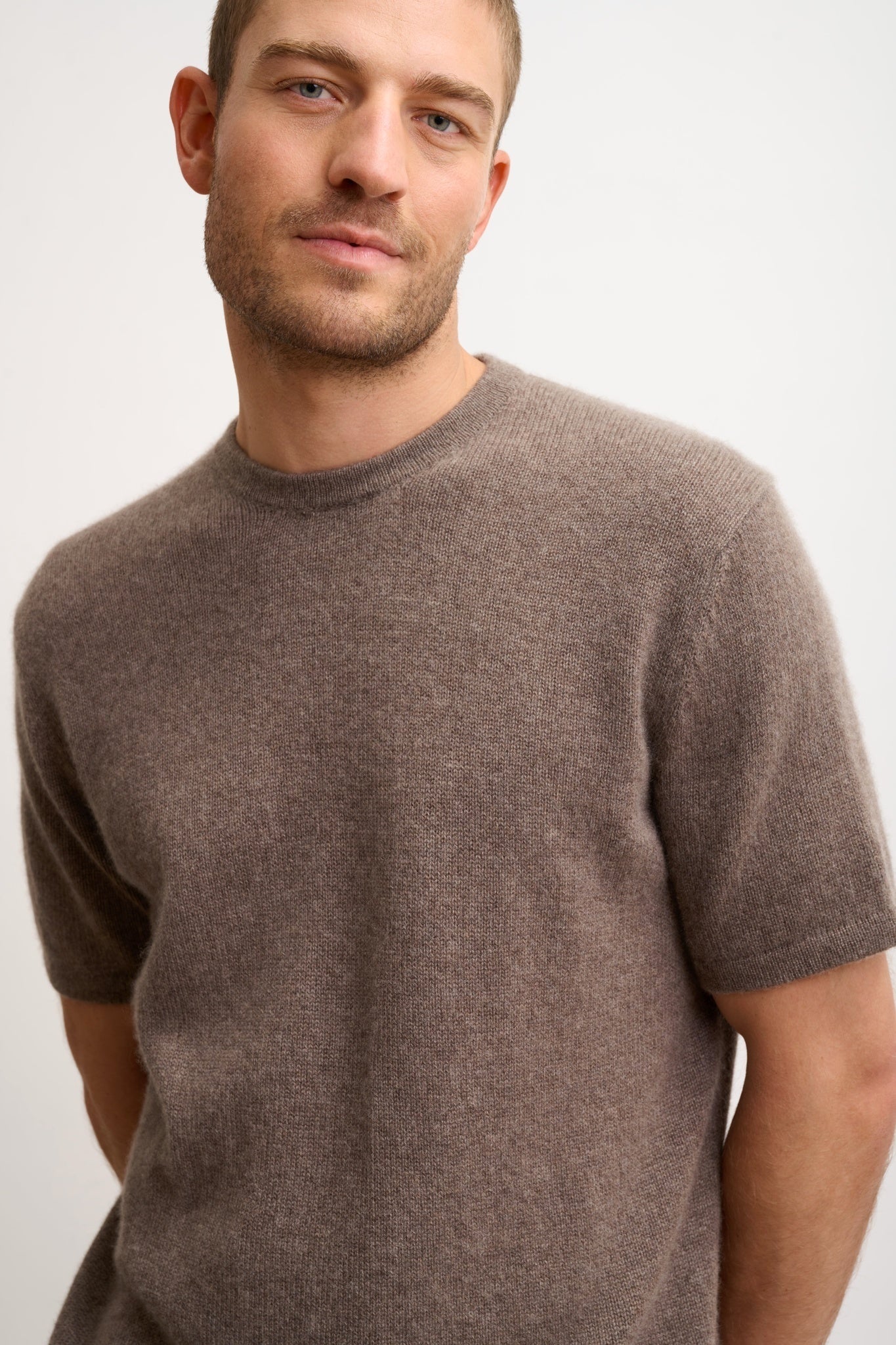 REBEKA t-shirt col rond taupe chiné