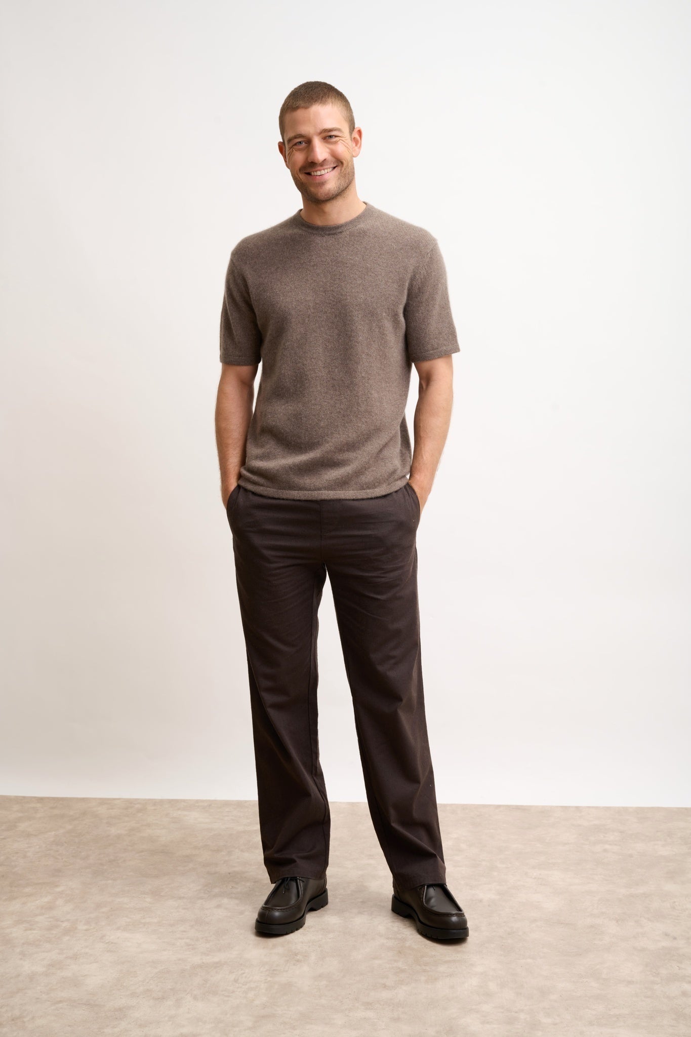 REBEKA t-shirt col rond taupe chiné