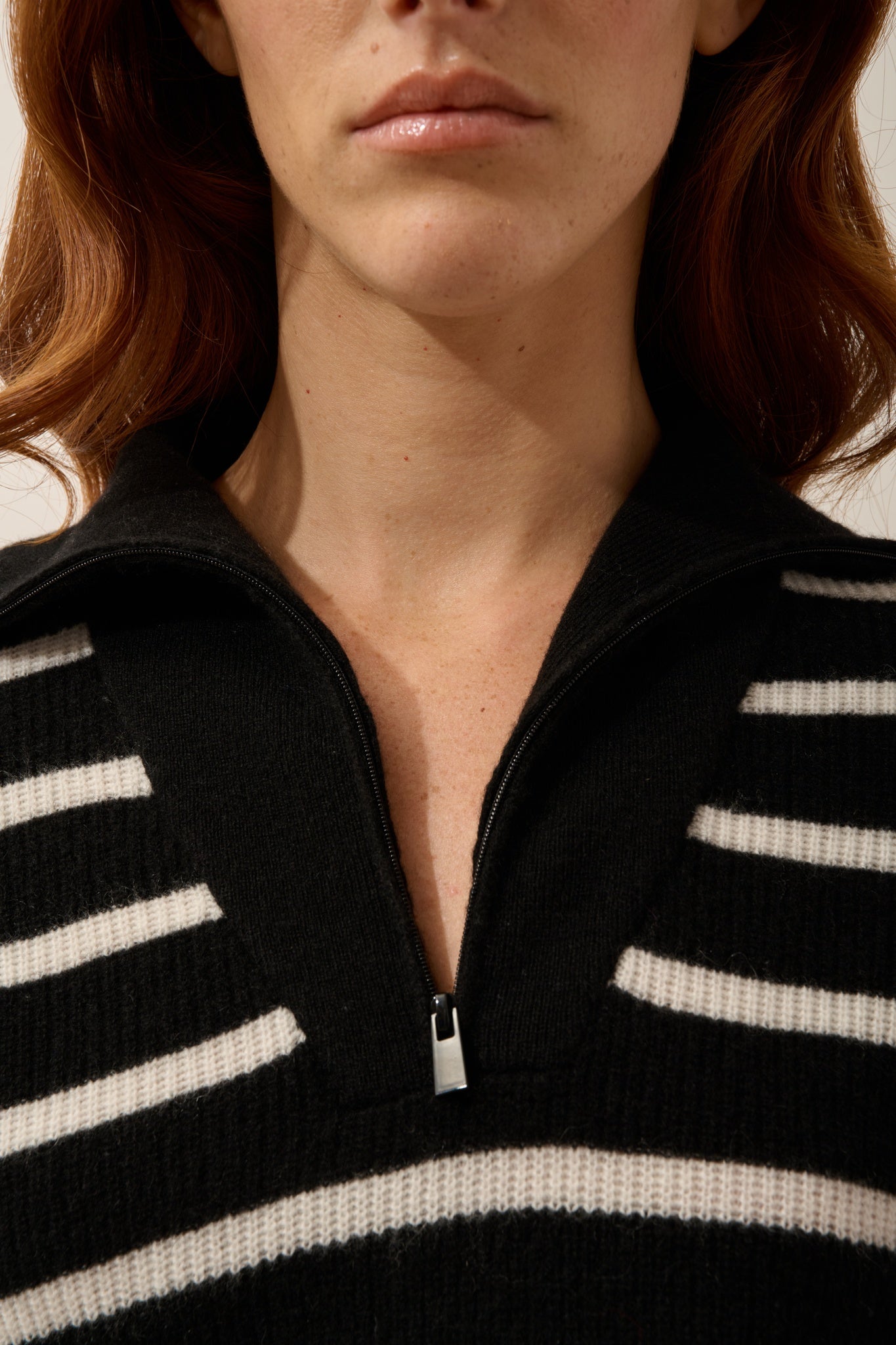ROBINE two-tone black/ivory trucker sweater