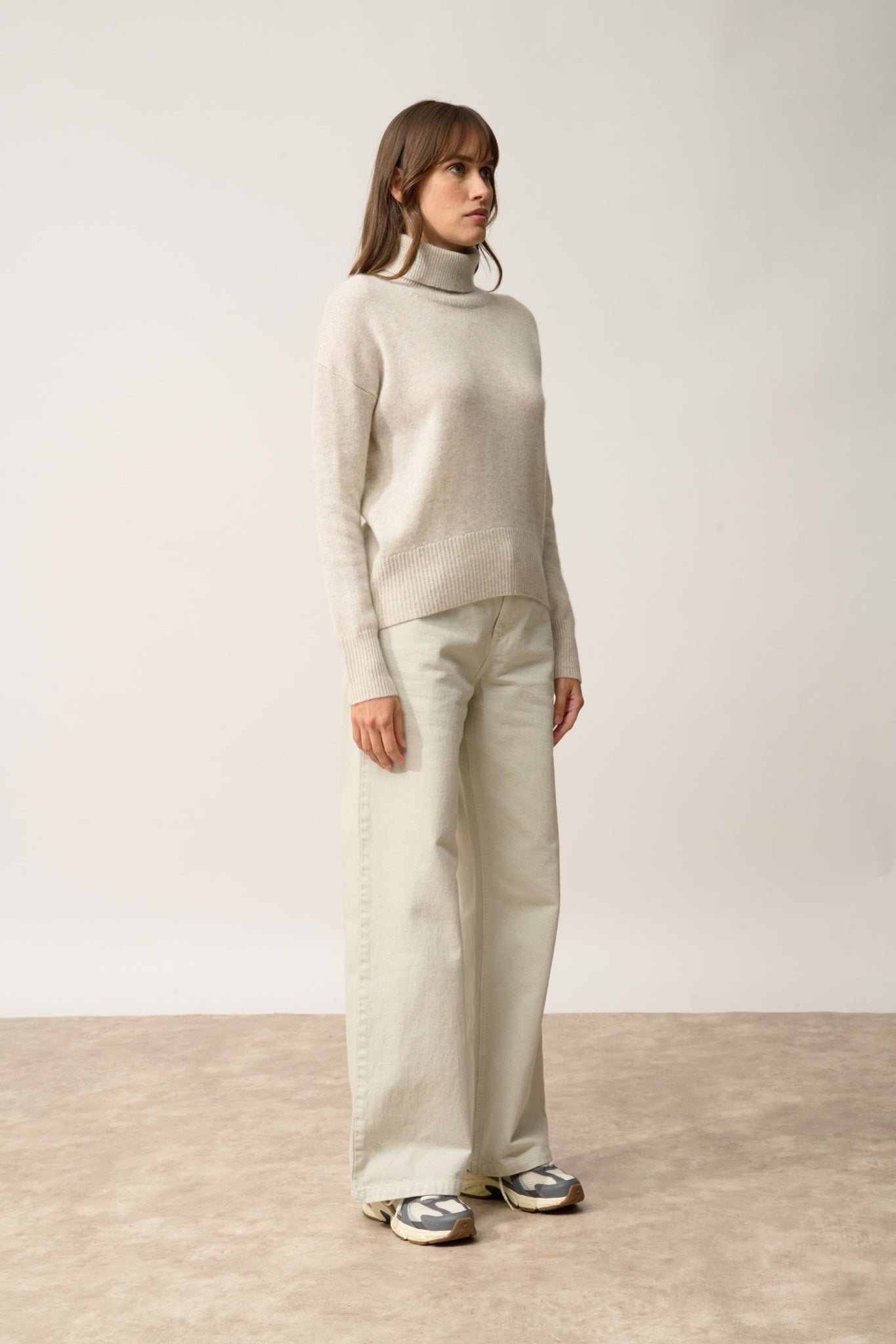 ROMANE pearl grey turtleneck sweater