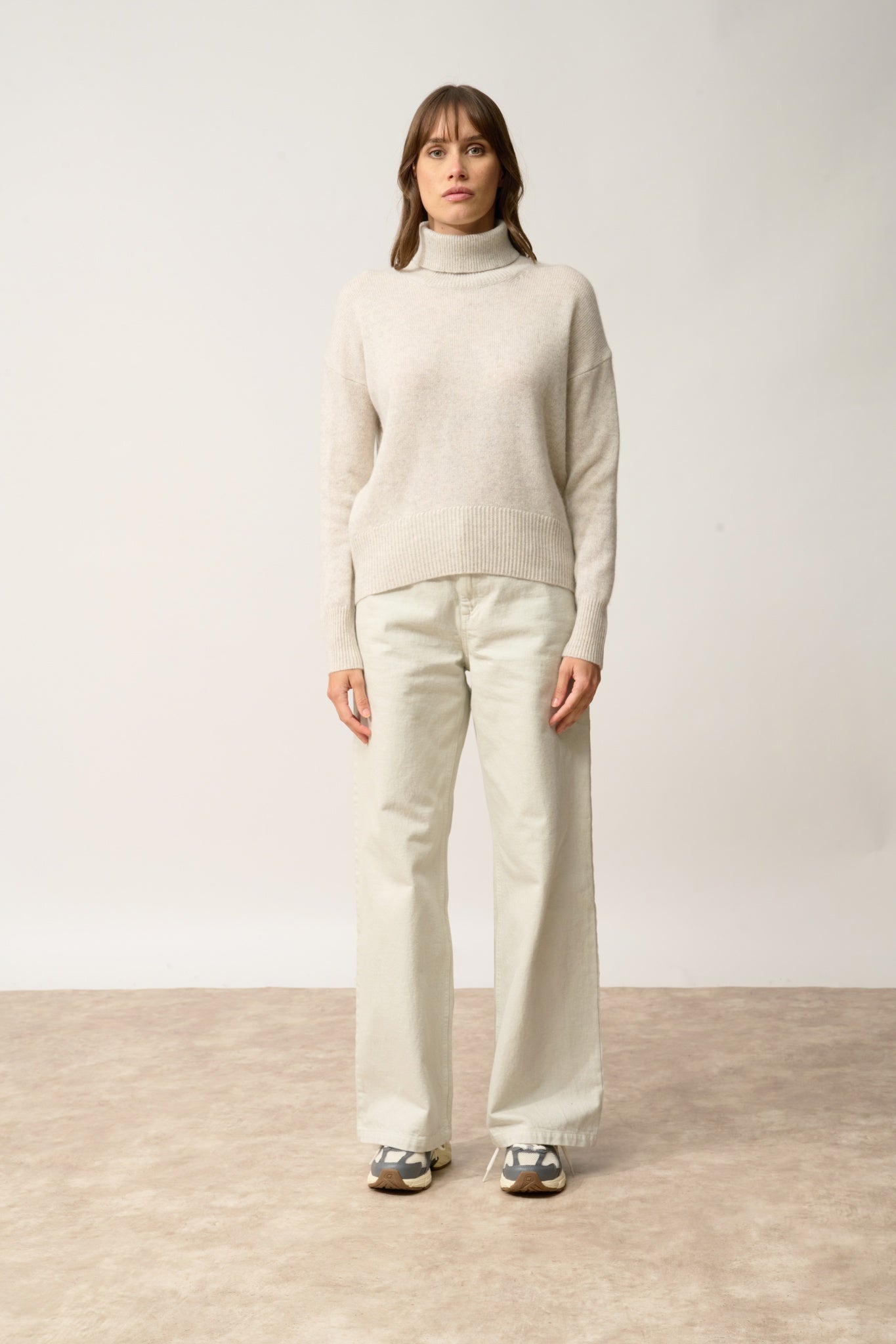 ROMANE pearl grey turtleneck sweater