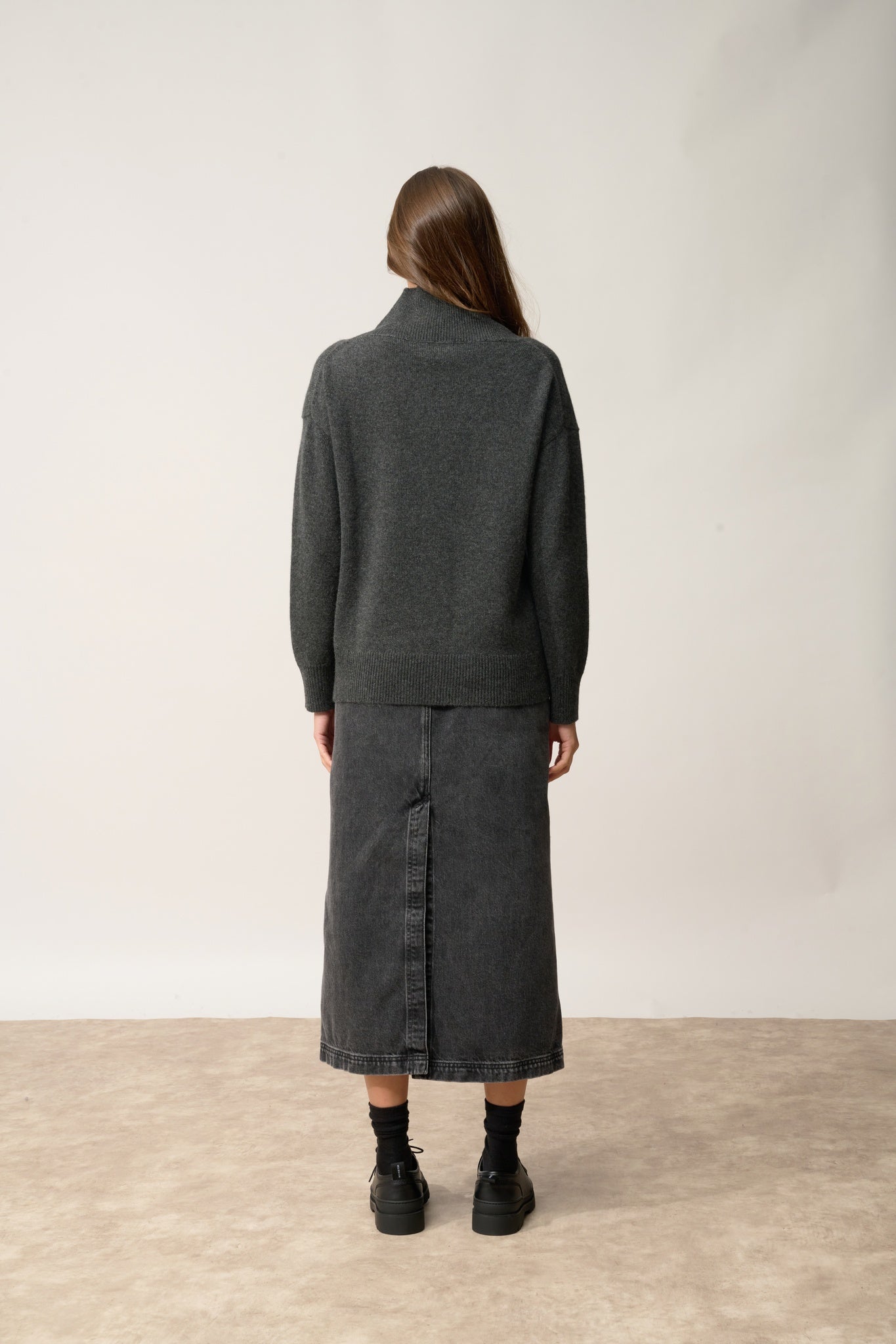 ROMY pull col montant carbone chiné