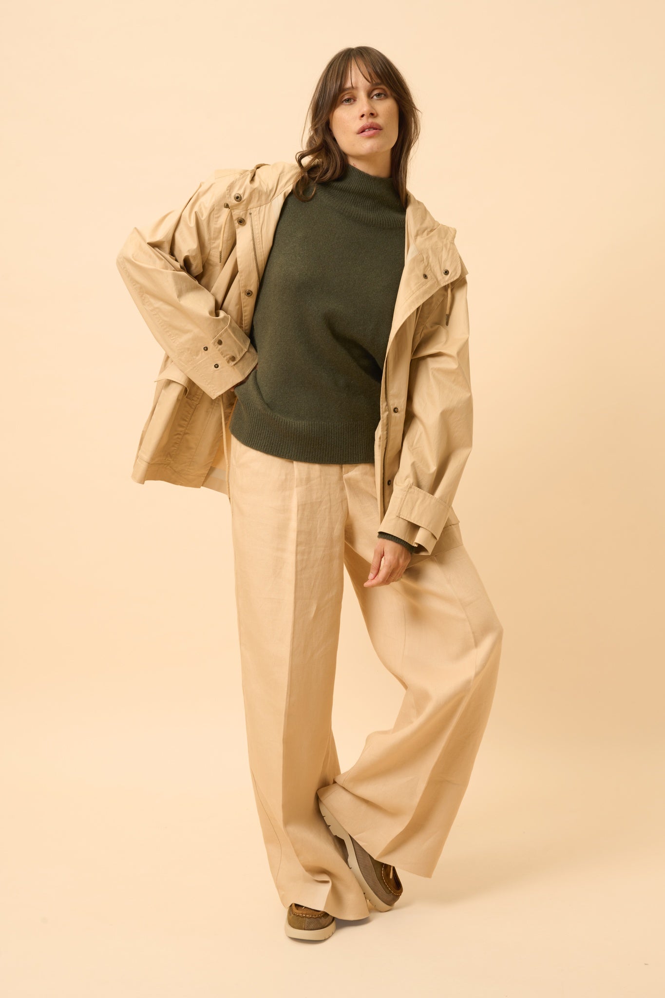 ROMY pull col montant kaki