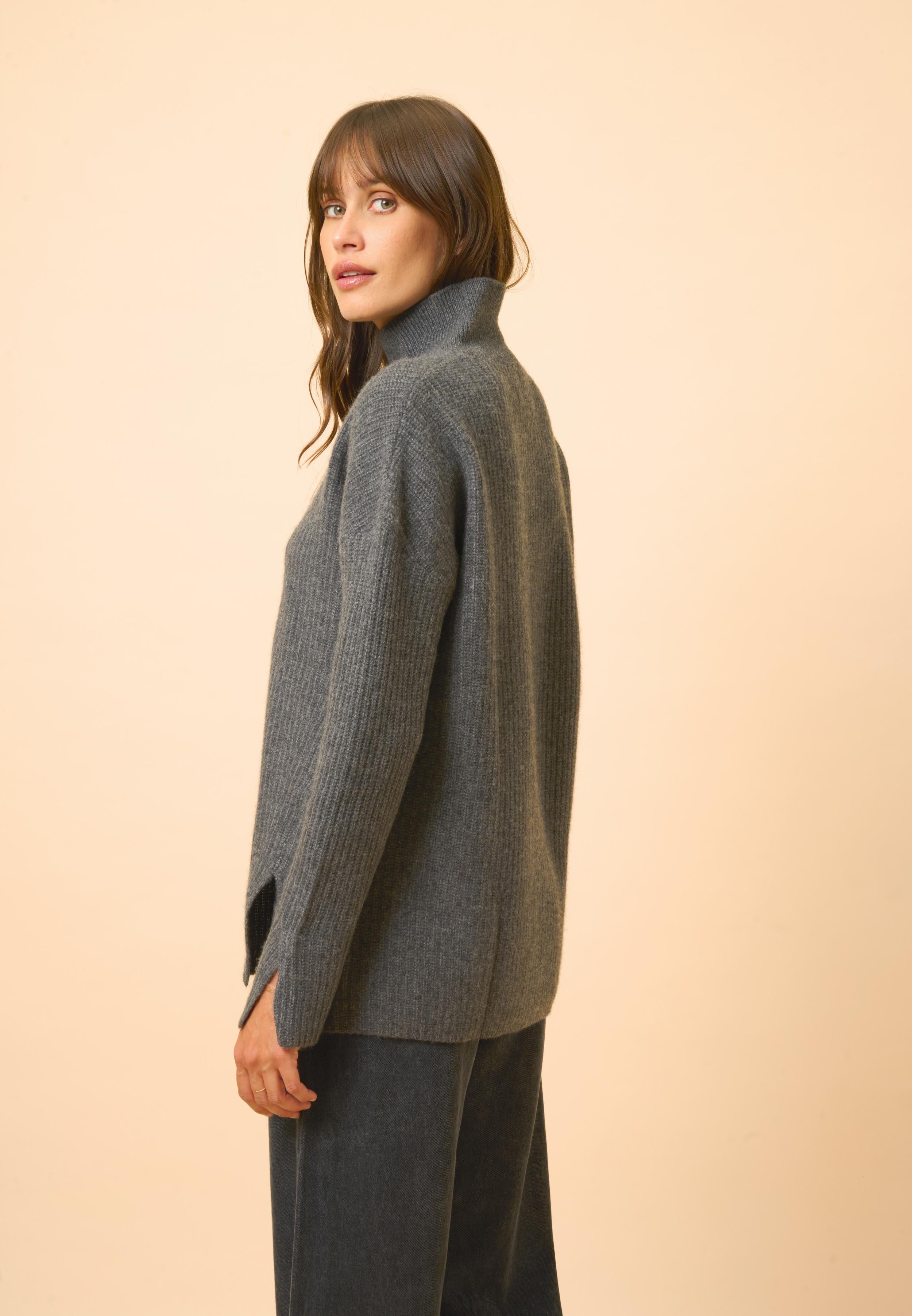 ROMY pull col montant nuage chiné
