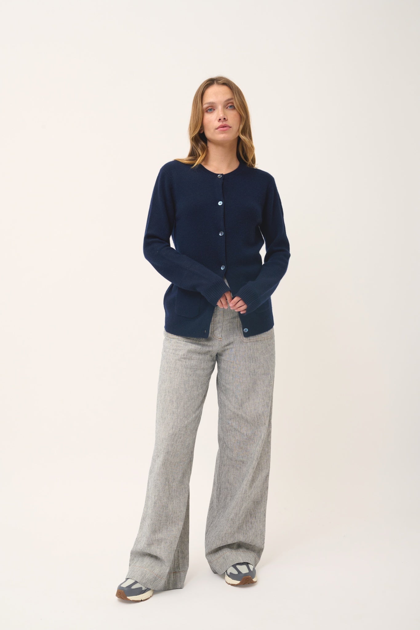 ROSE cardigan col rond navy