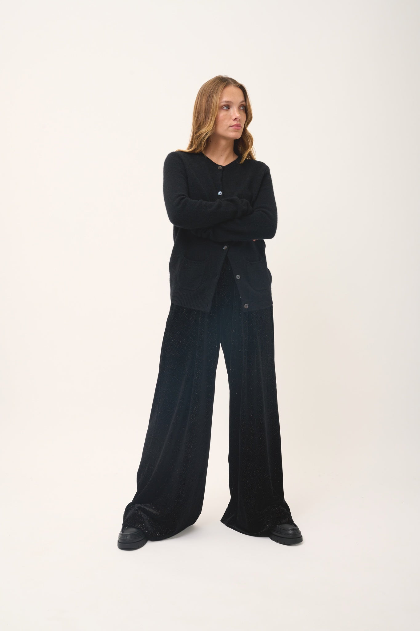 ROSE cardigan col rond noir