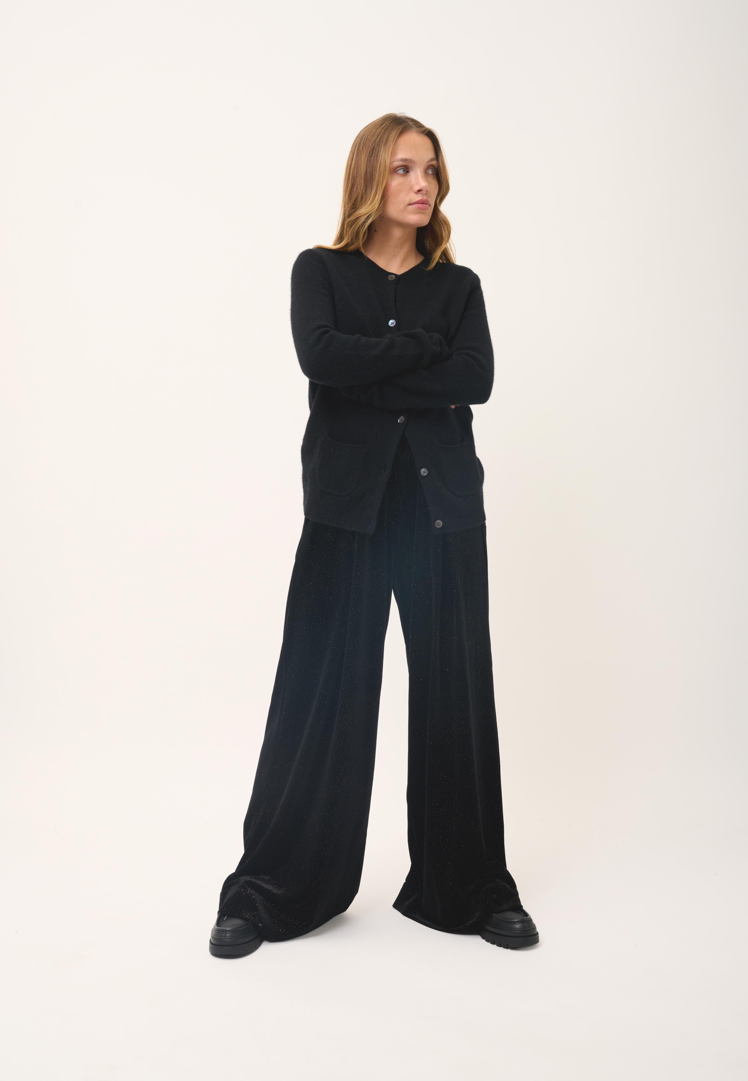ROSE black round-neck cardigan