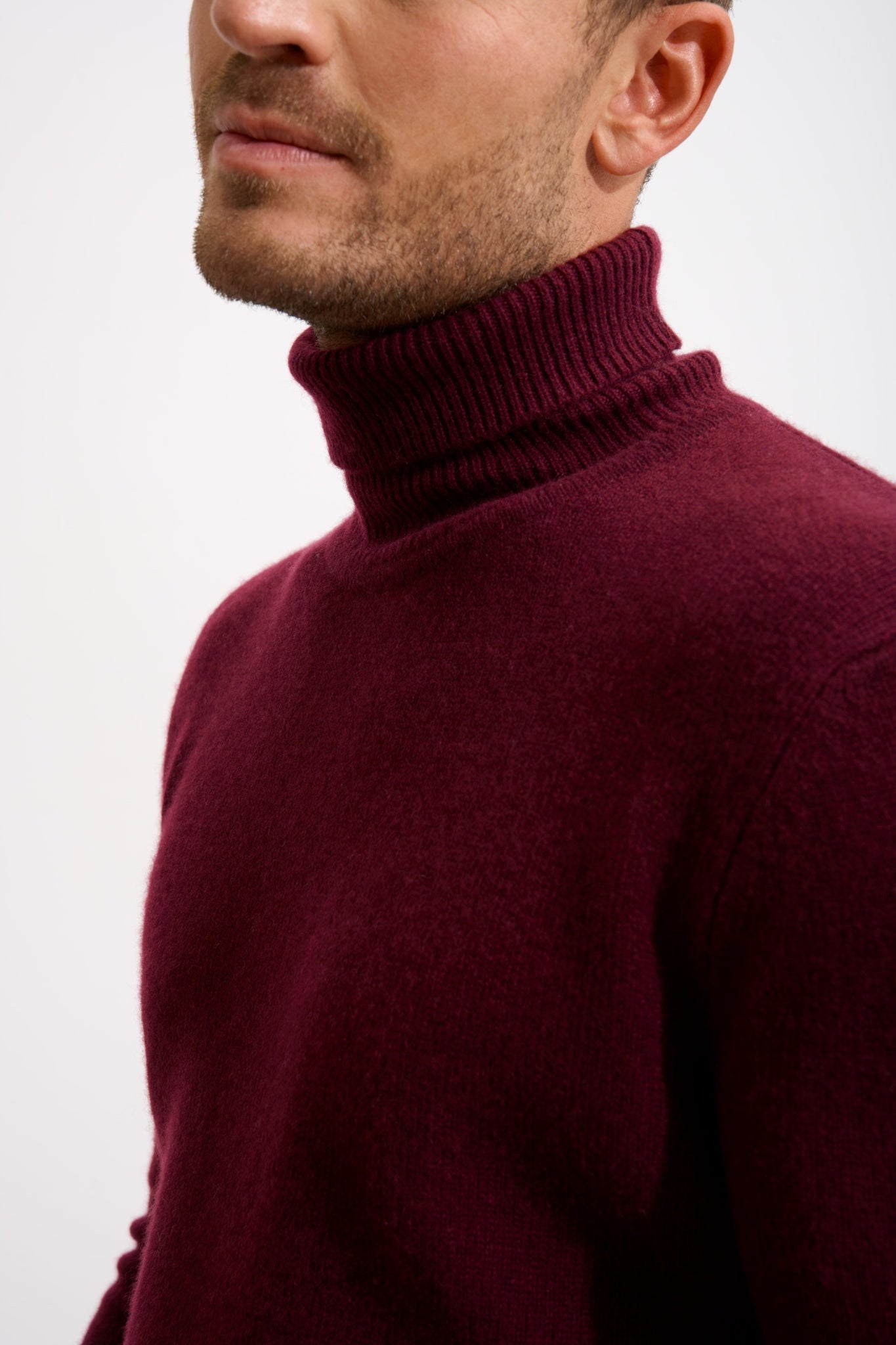 SACHA pull col roulé 4 fils mûre