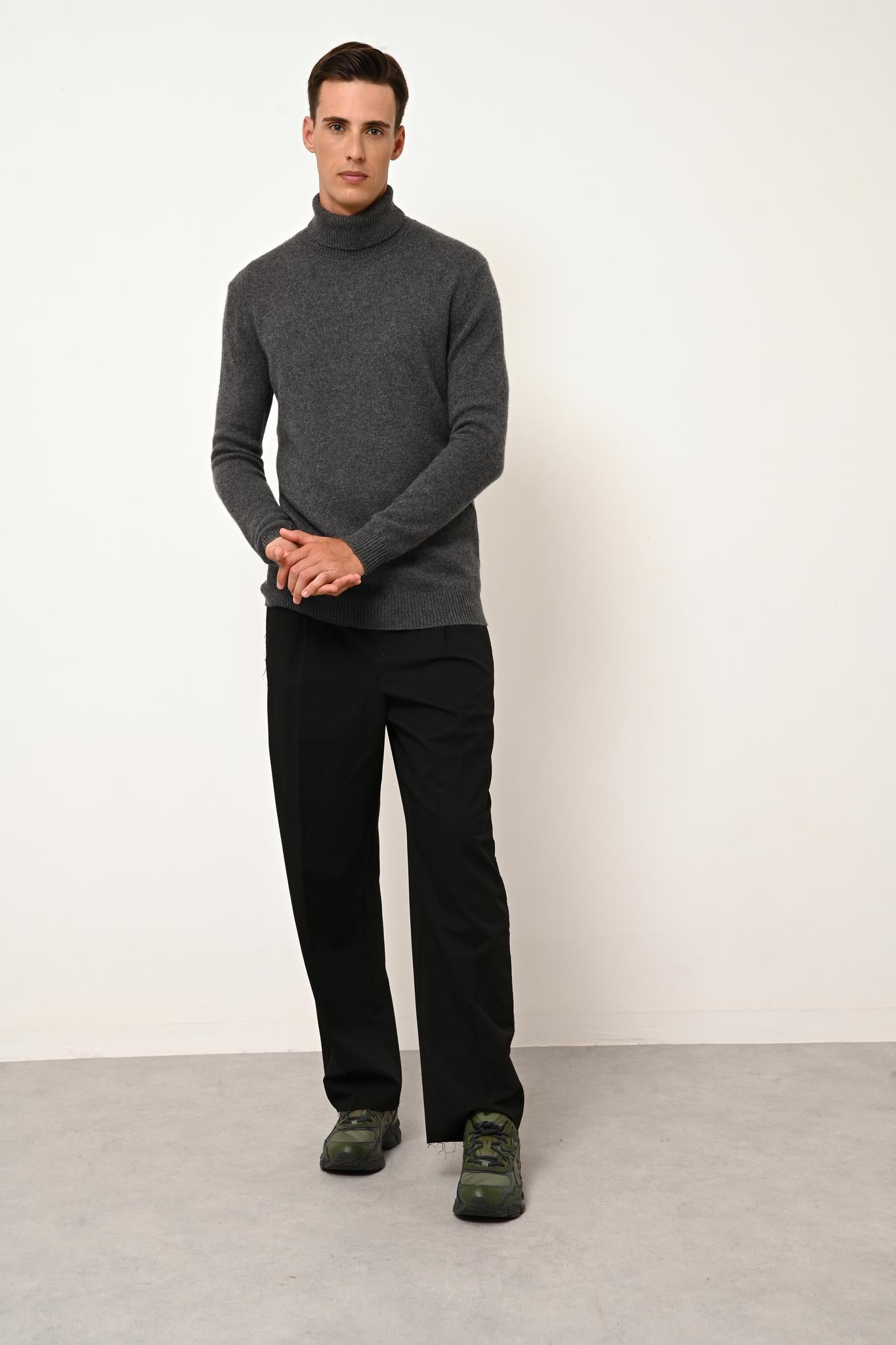 SACHA pull col roulé anthracite chiné