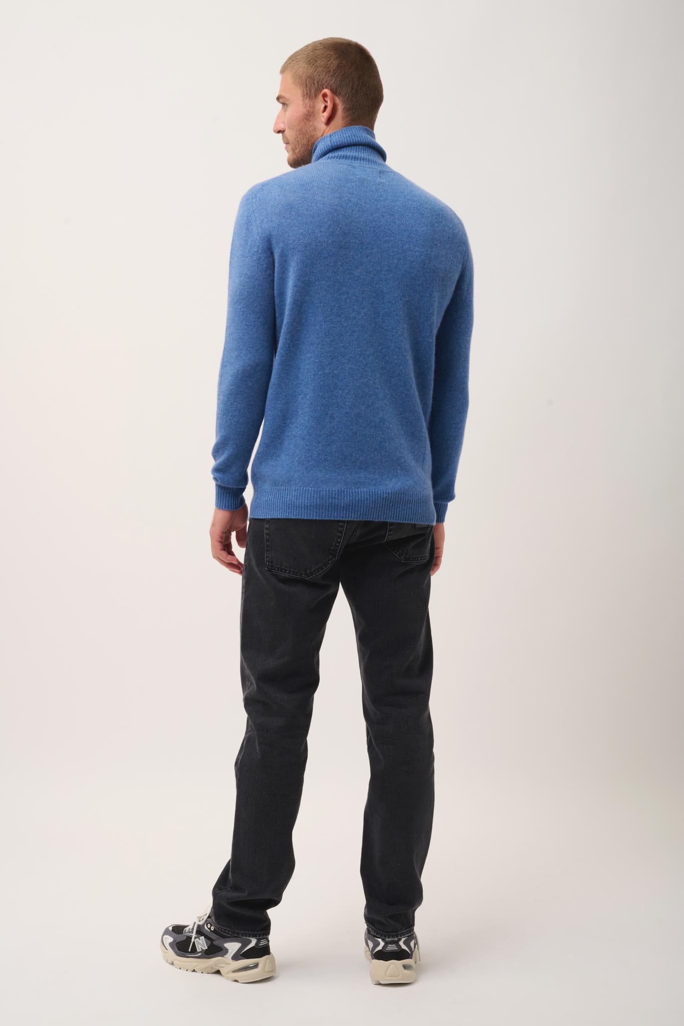 SACHA pull col roulé bleu denim