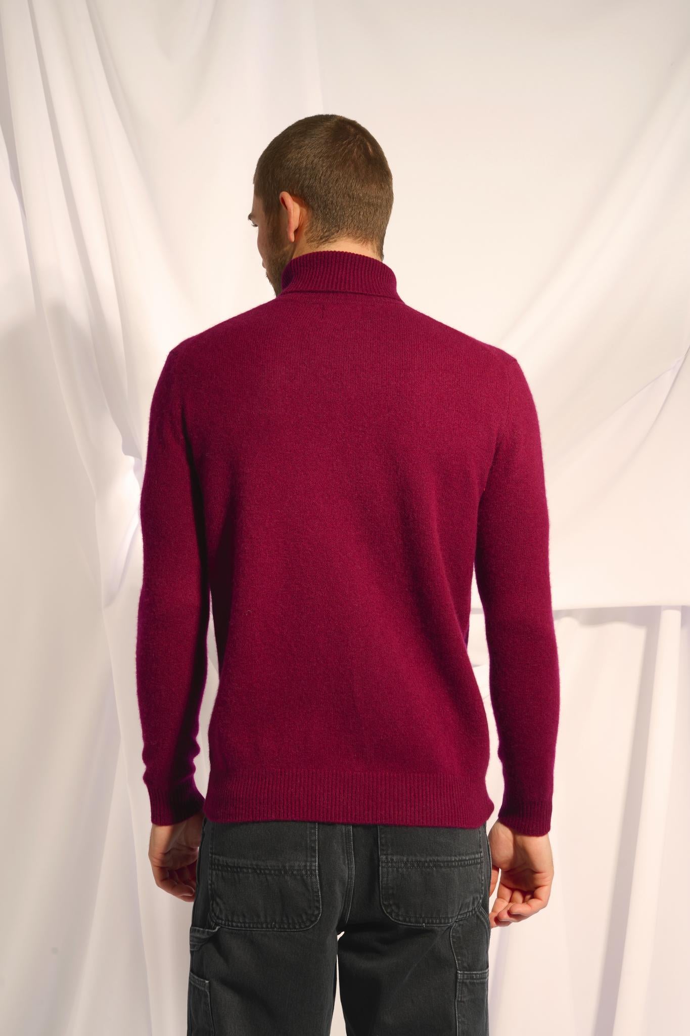 SACHA pull col roulé bordeaux