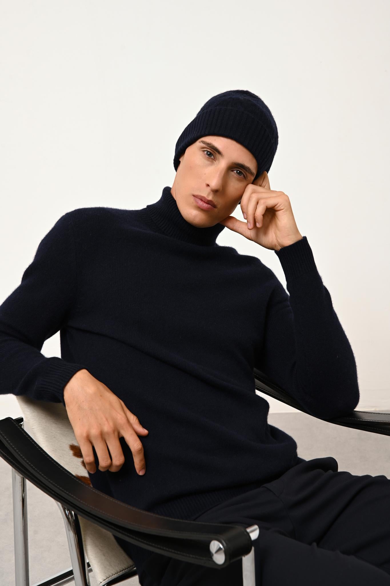 SACHA pull col roulé navy