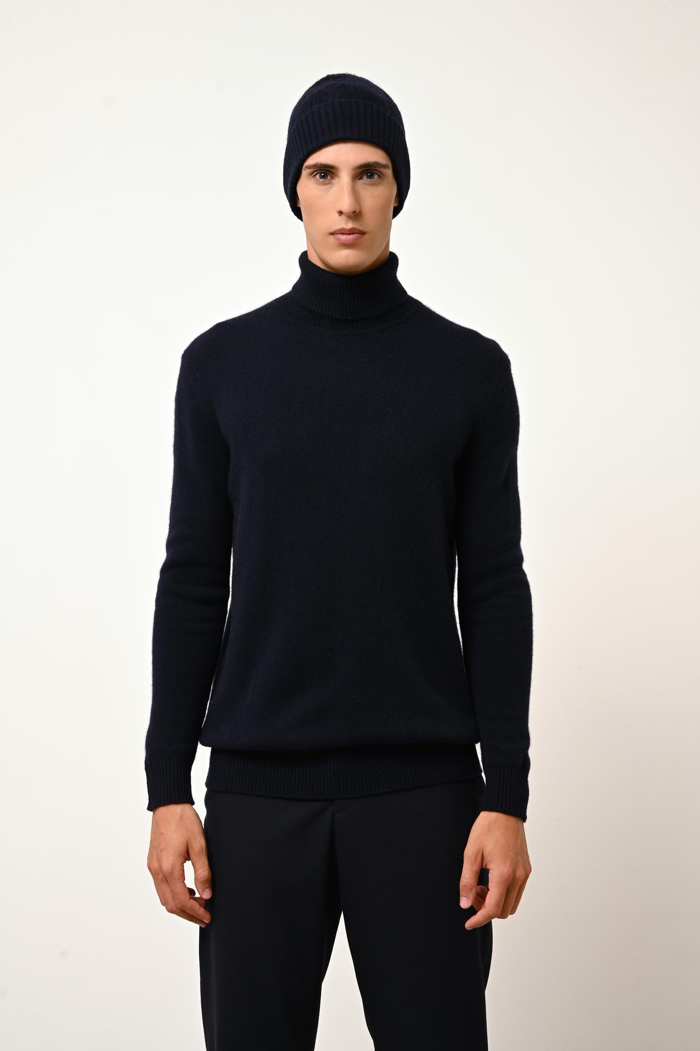 SACHA pull col roulé navy