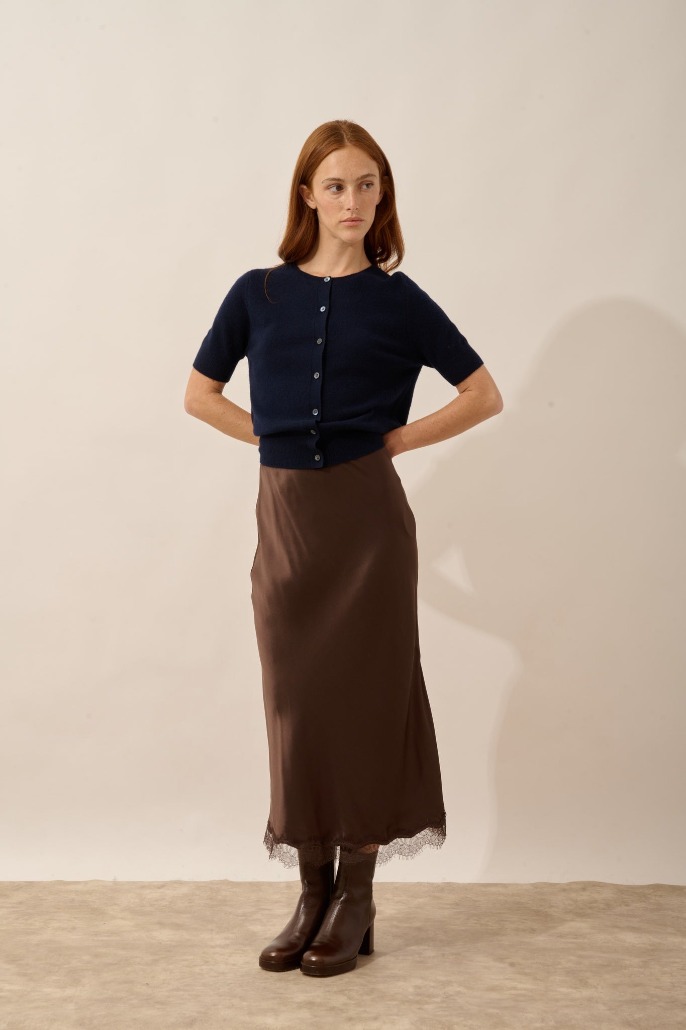 SAMUEL navy round-neck cardigan