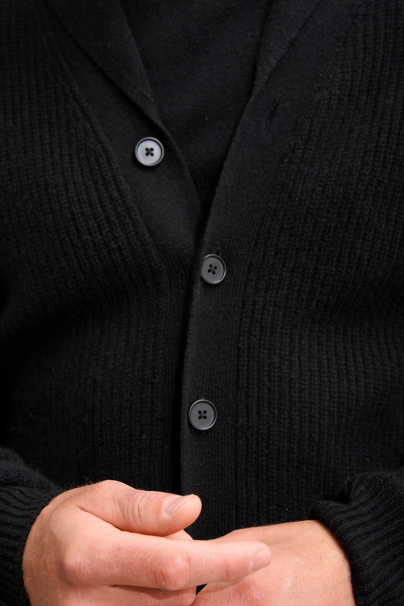 SANJI veste boutonnée col châle 4 fils noir