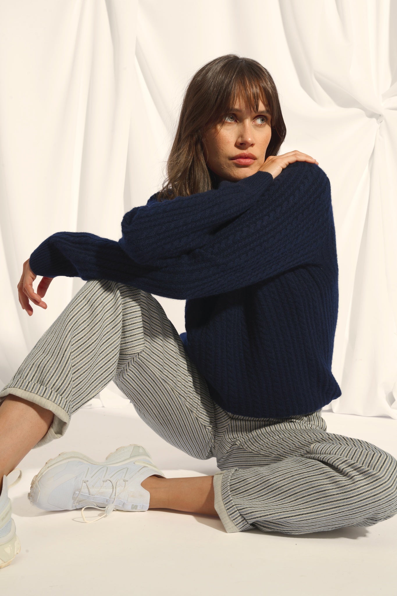 SARAH pull col rond navy