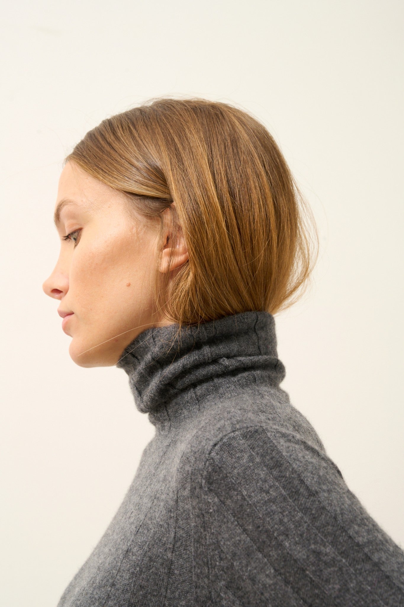 serelith pull col roulé anthracite chiné 100% cachemire