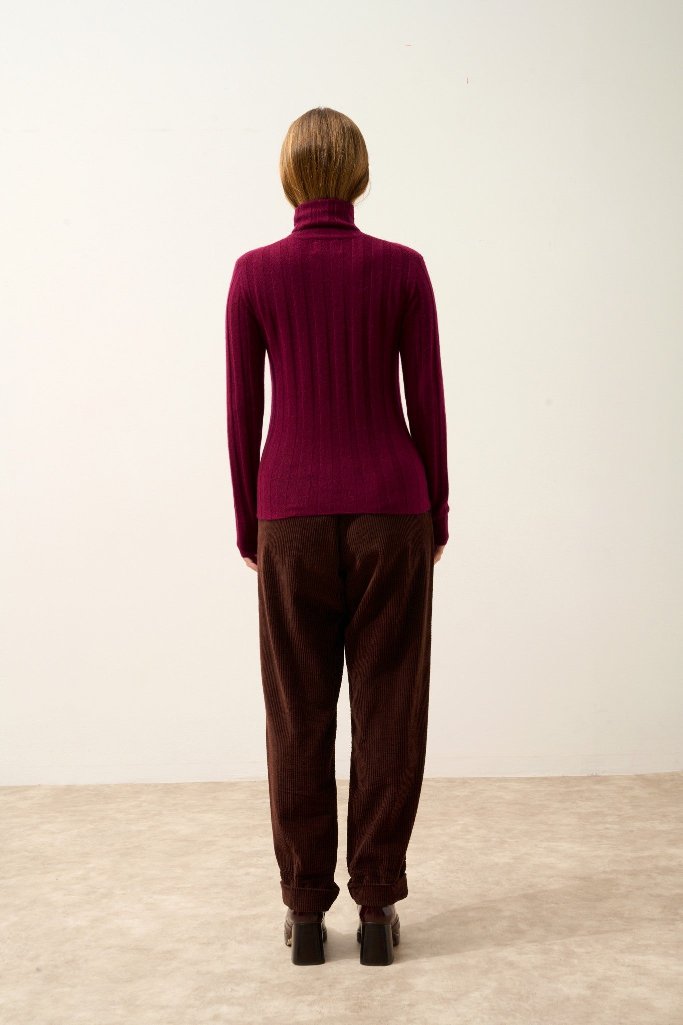 serelith pull col roulé bordeaux 100% cachemire