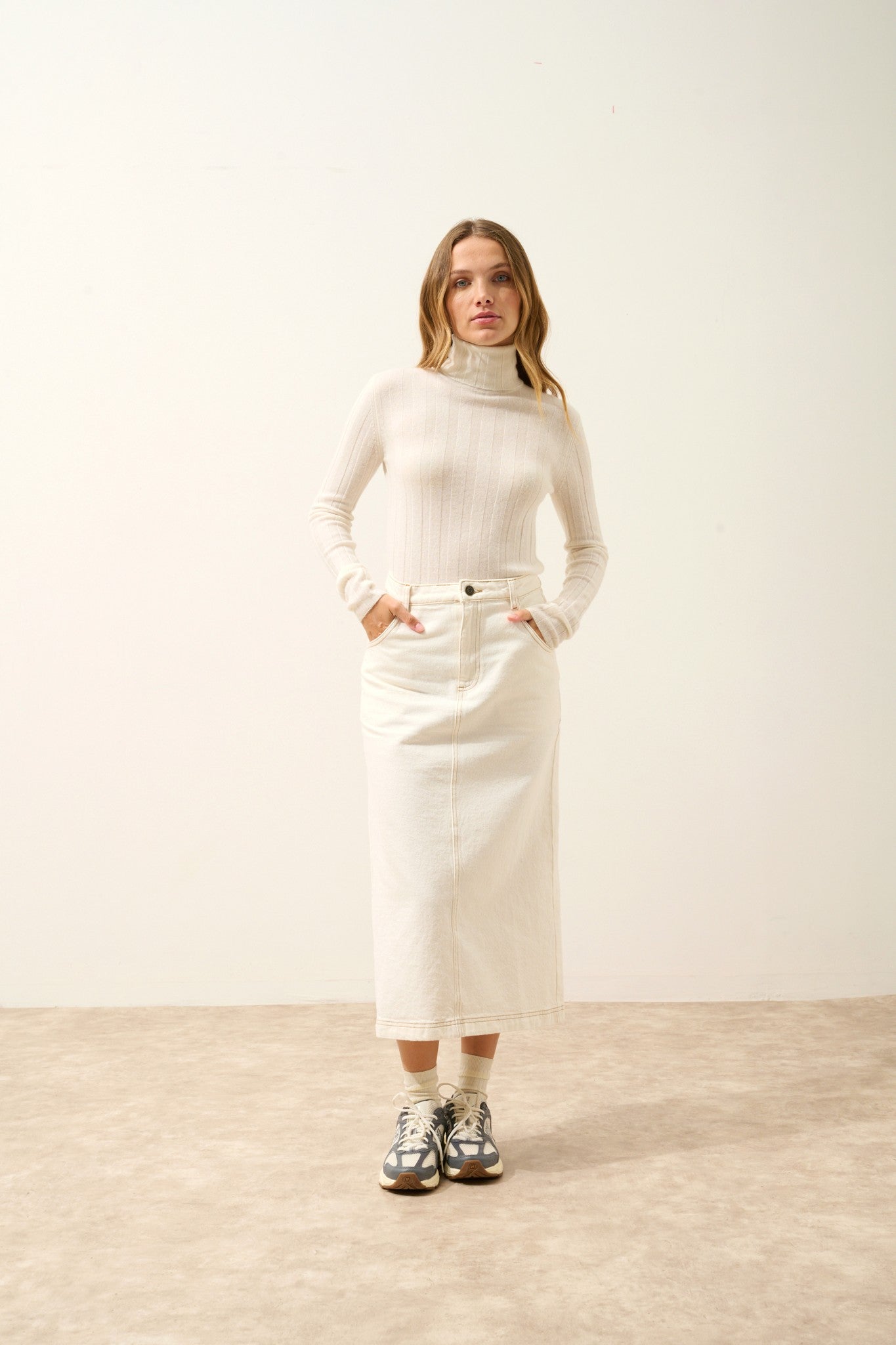 serelith pull col roulé ivoire 100% cachemire