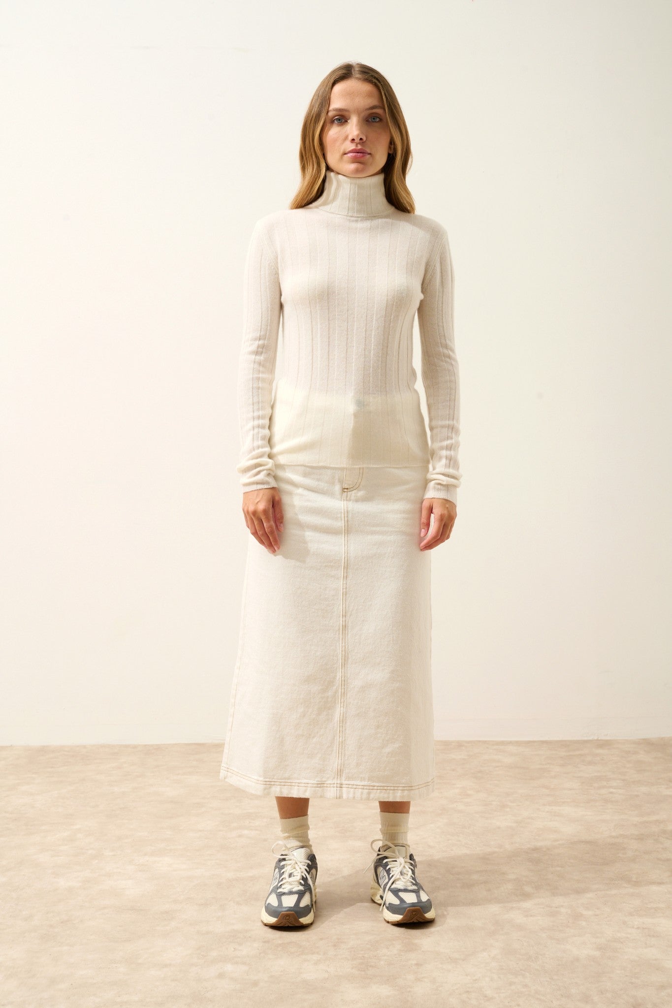 serelith pull col roulé ivoire 100% cachemire