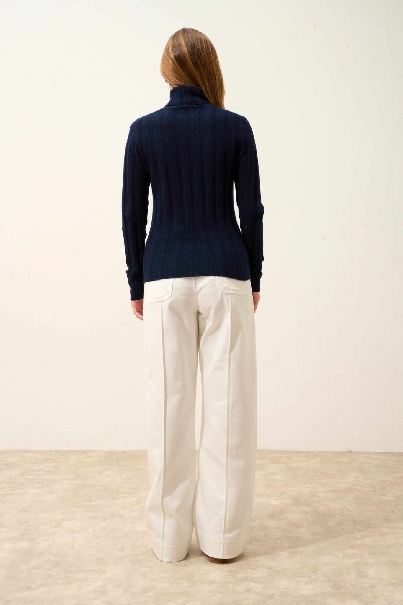 serelith pull col roulé navy 100% cachemire