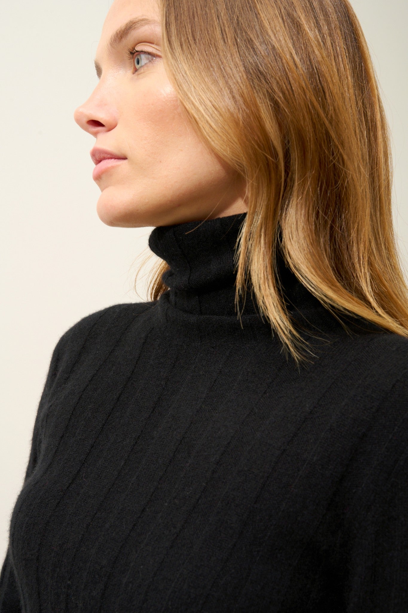 serelith pull col roulé noir 100% cachemire