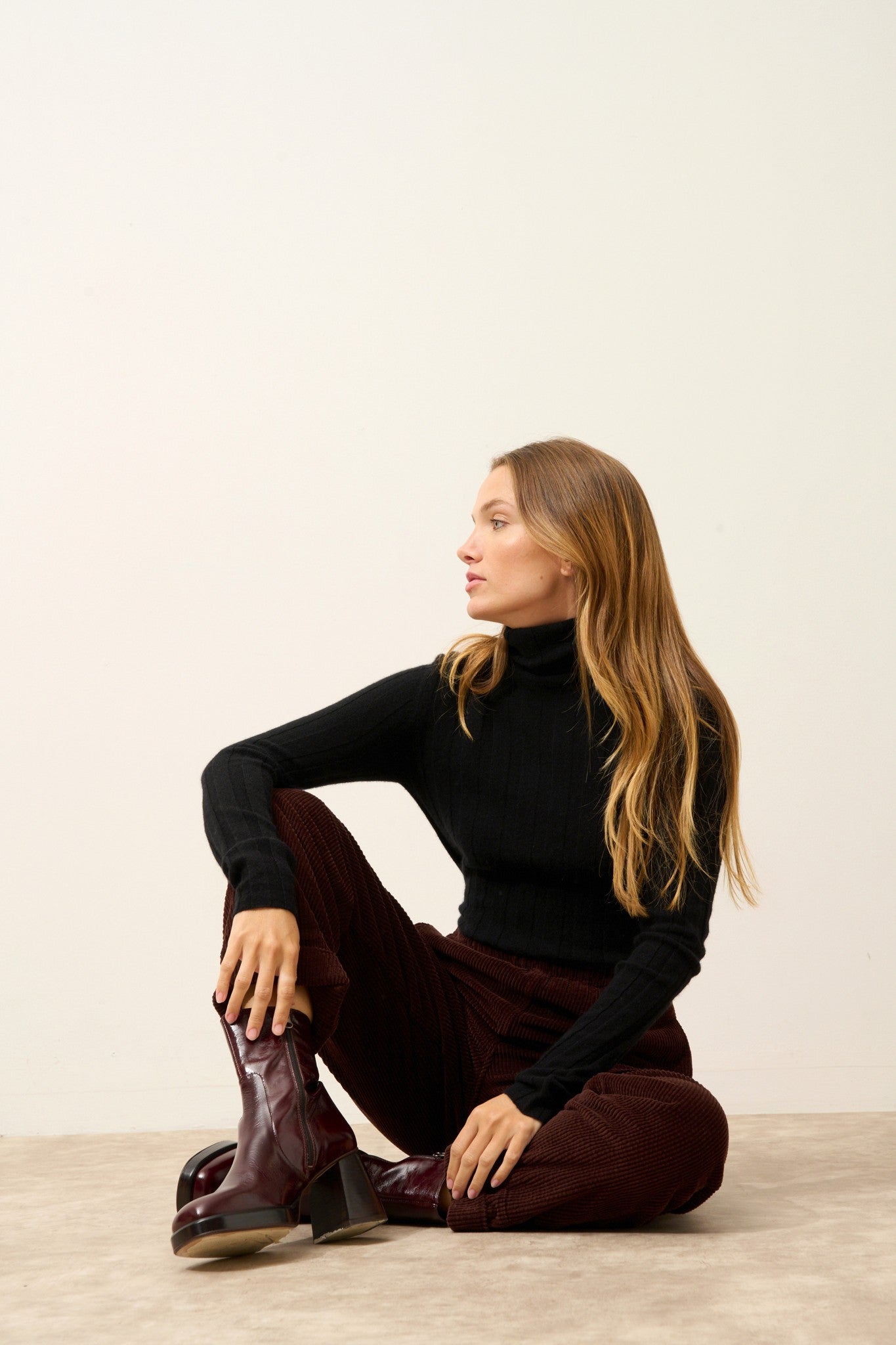 serelith pull col roulé noir 100% cachemire