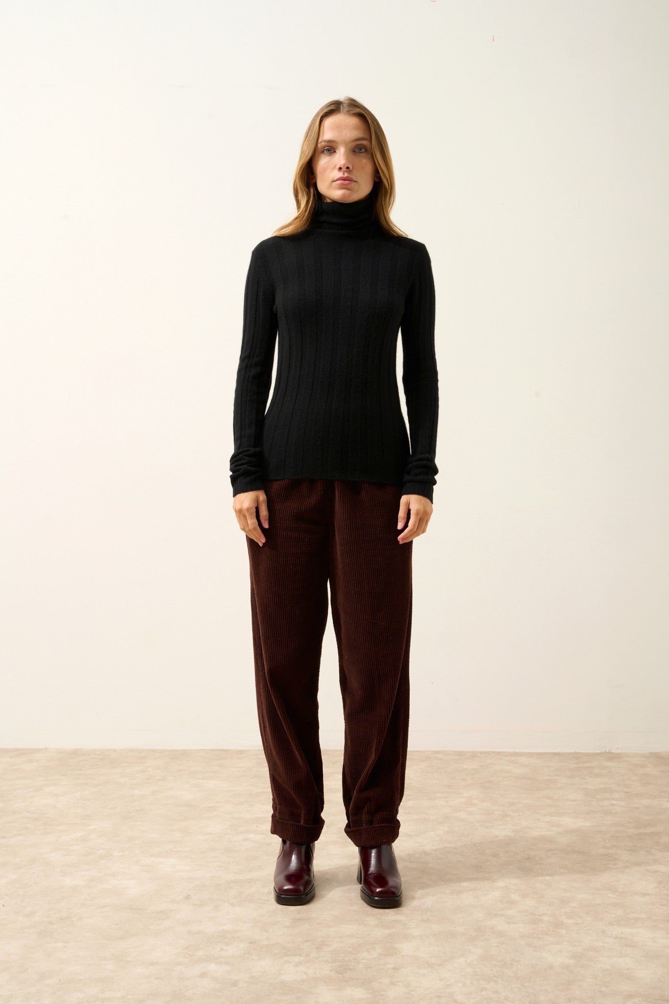 serelith pull col roulé noir 100% cachemire