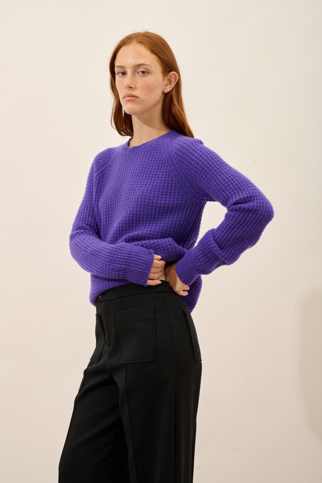 serenia pull col rond 6 fils améthyste 100% cachemire