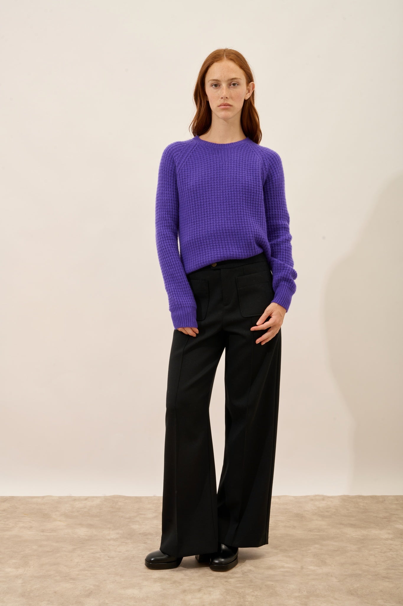 SERENIA pull col rond 6 fils améthyste