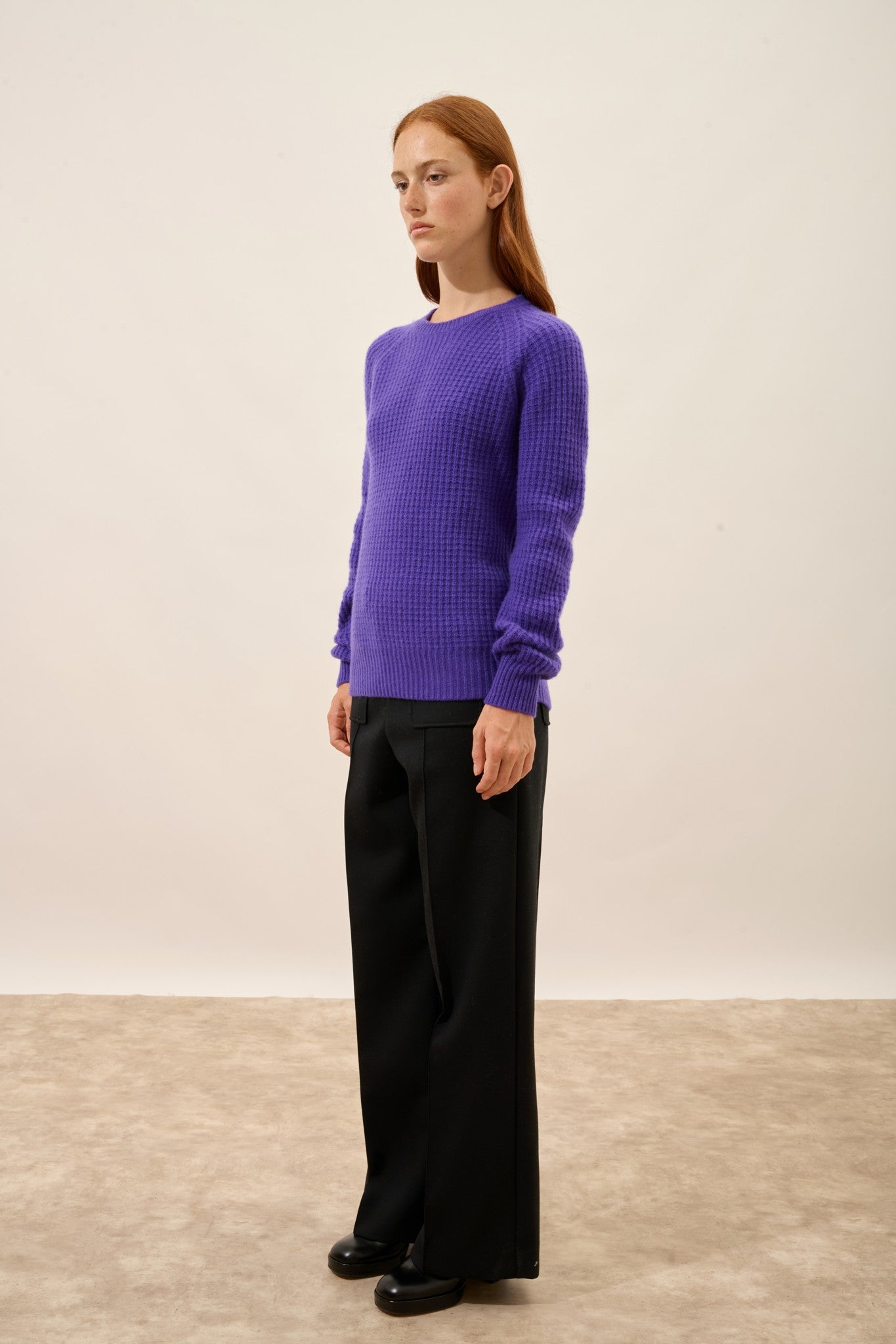 serenia pull col rond 6 fils améthyste 100% cachemire