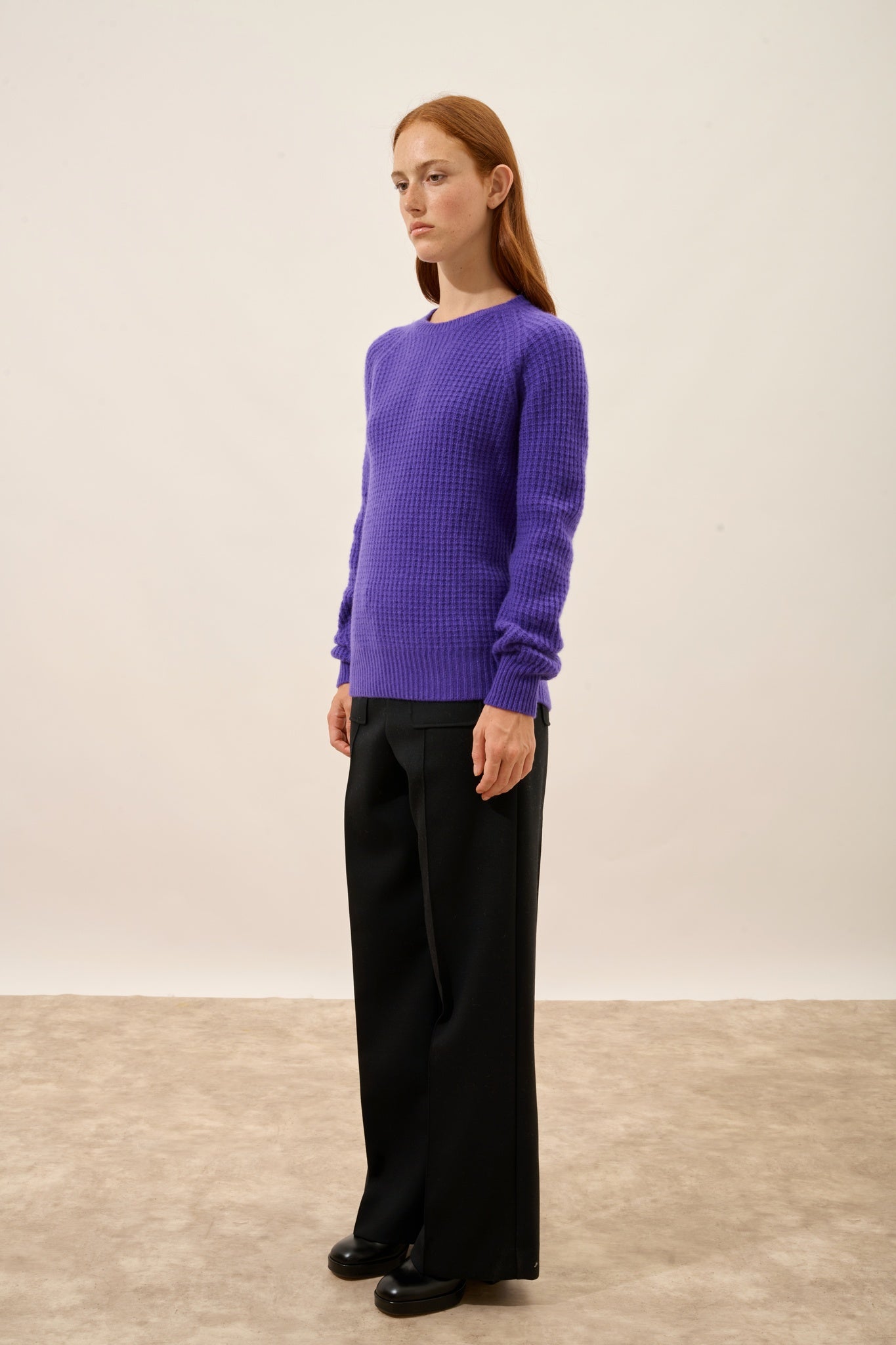 SERENIA pull col rond 6 fils améthyste